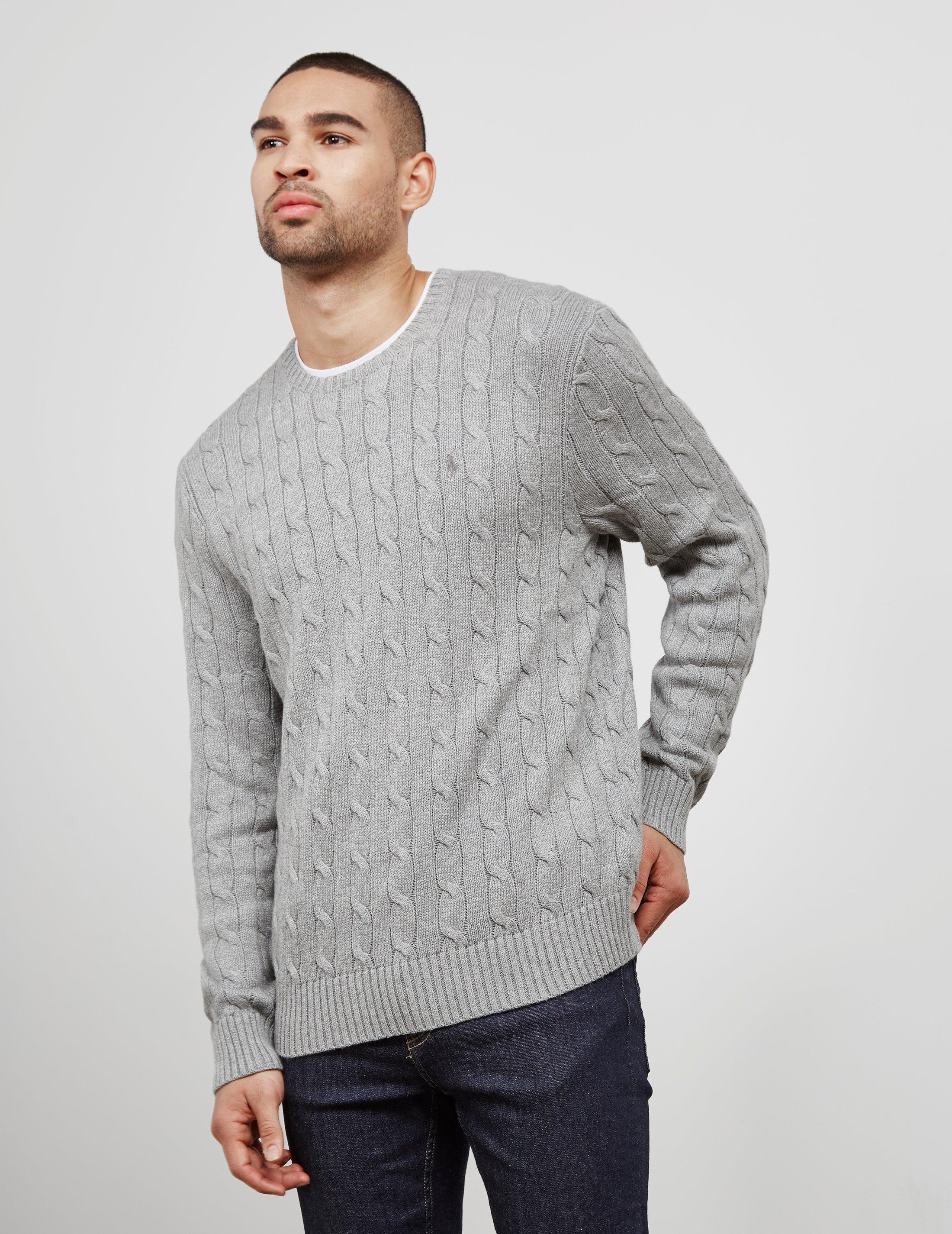 Polo Ralph Lauren Mens Cable Knitted Jumper Grey in Gray for Men - Lyst