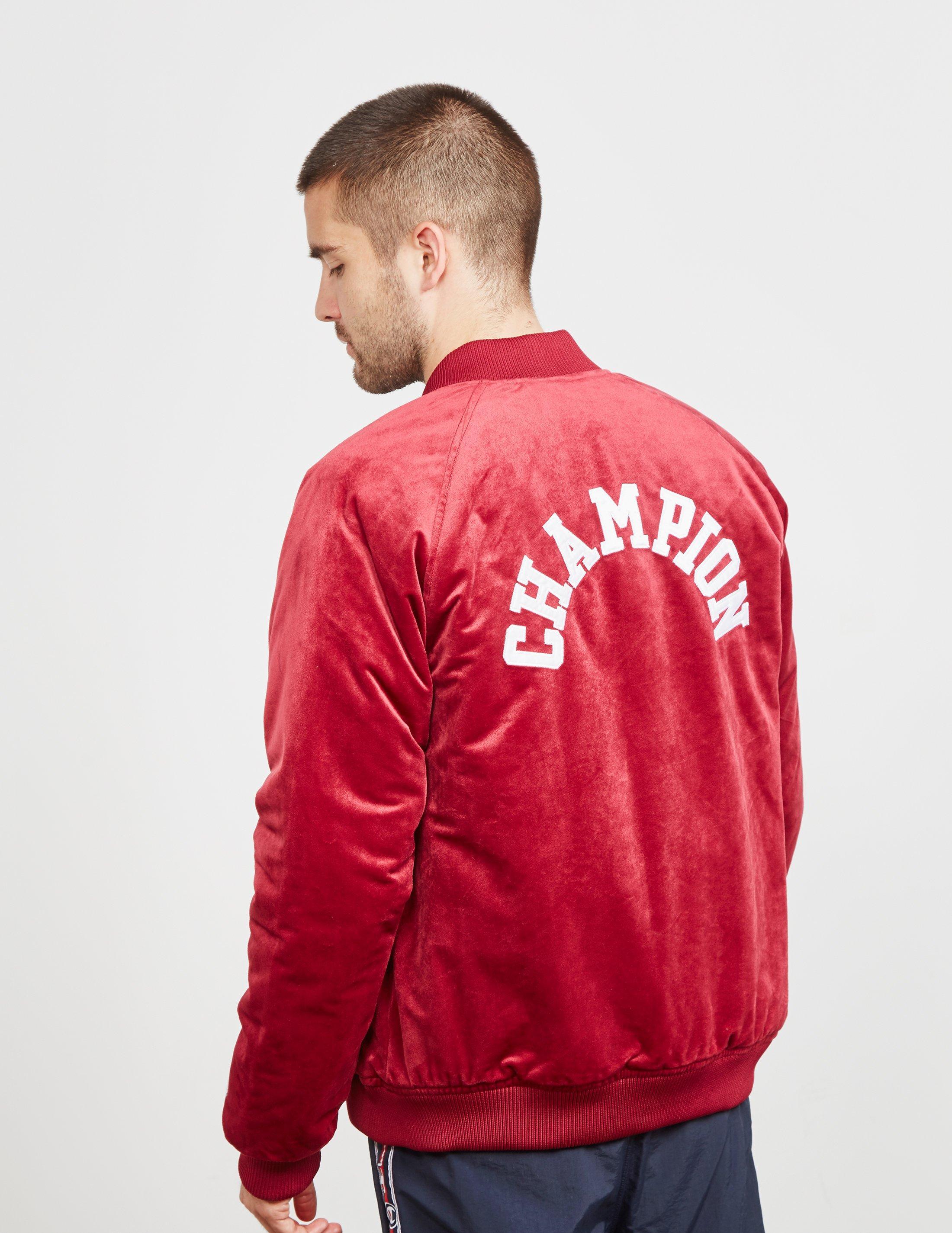 champion bomber jacket red