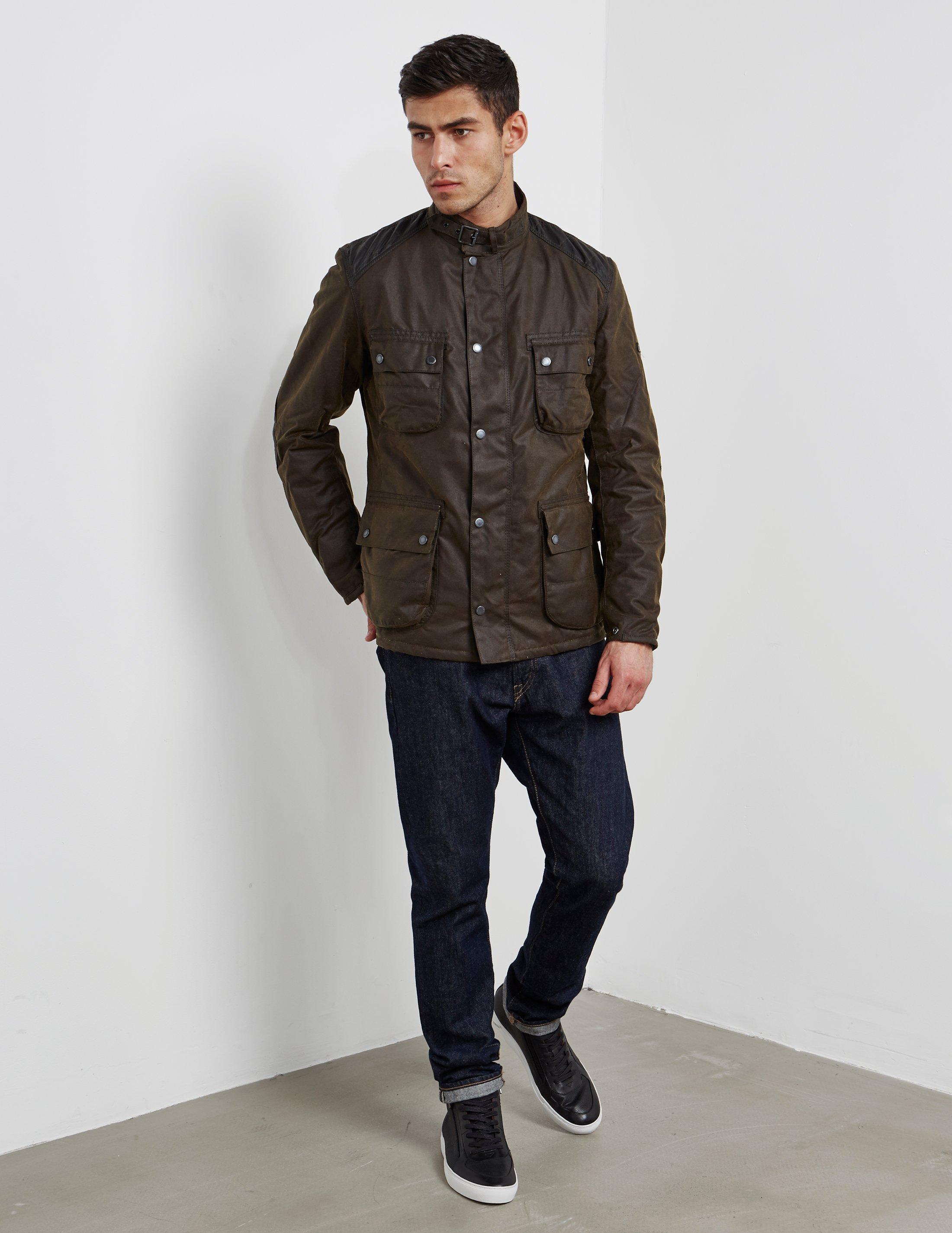 barbour weir wax jacket olive