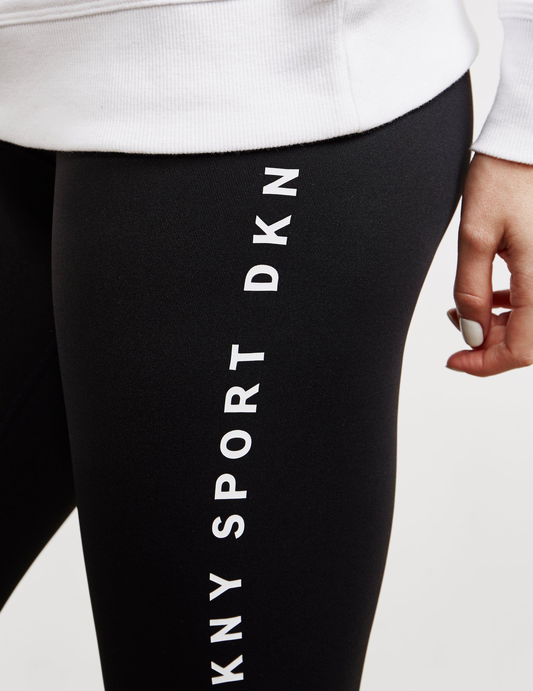 DKNY Synthetic Logo Leggings Black Lyst