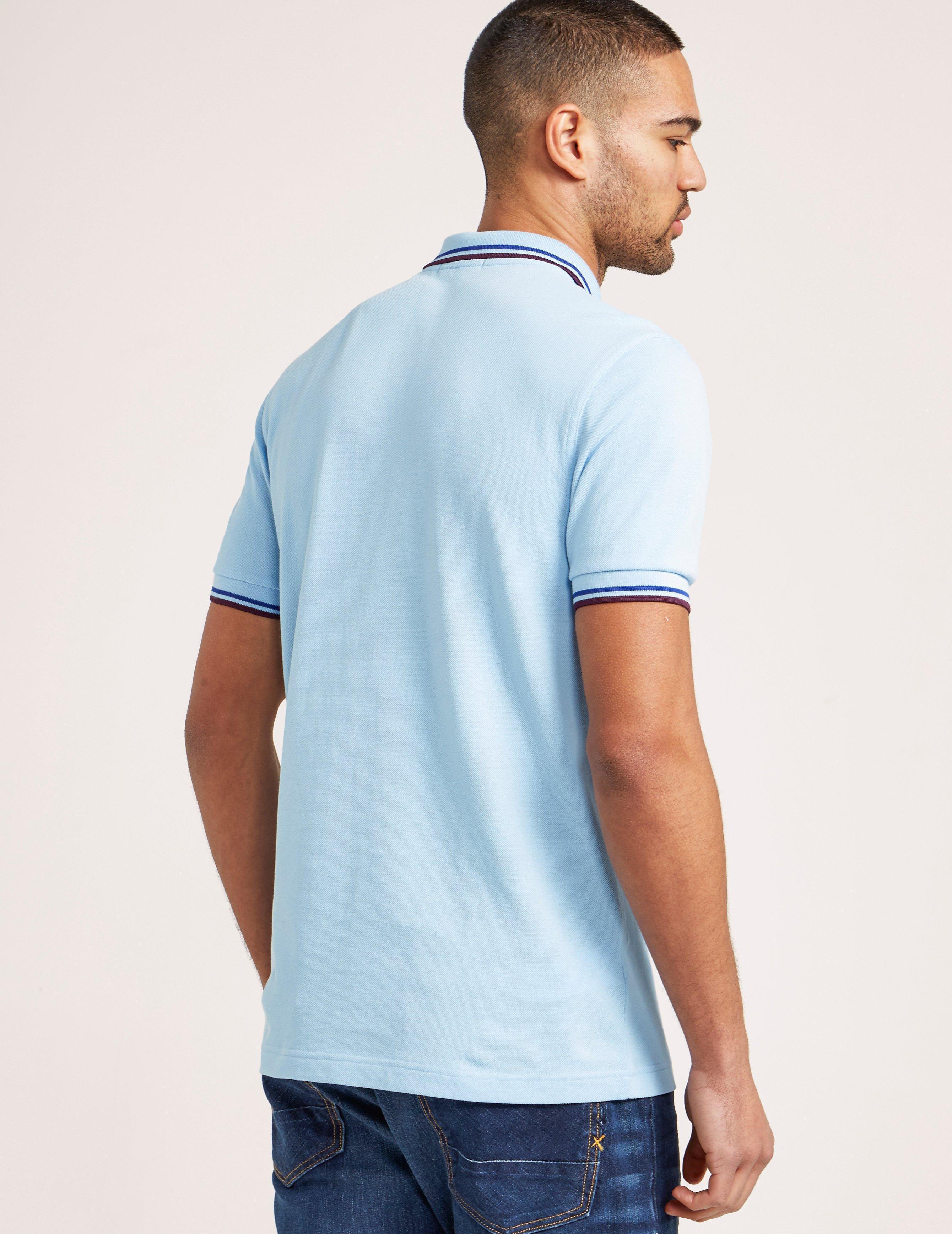 Fred Perry Mens Twin Tip Short Sleeve Polo Shirt Sky Blue for Men | Lyst