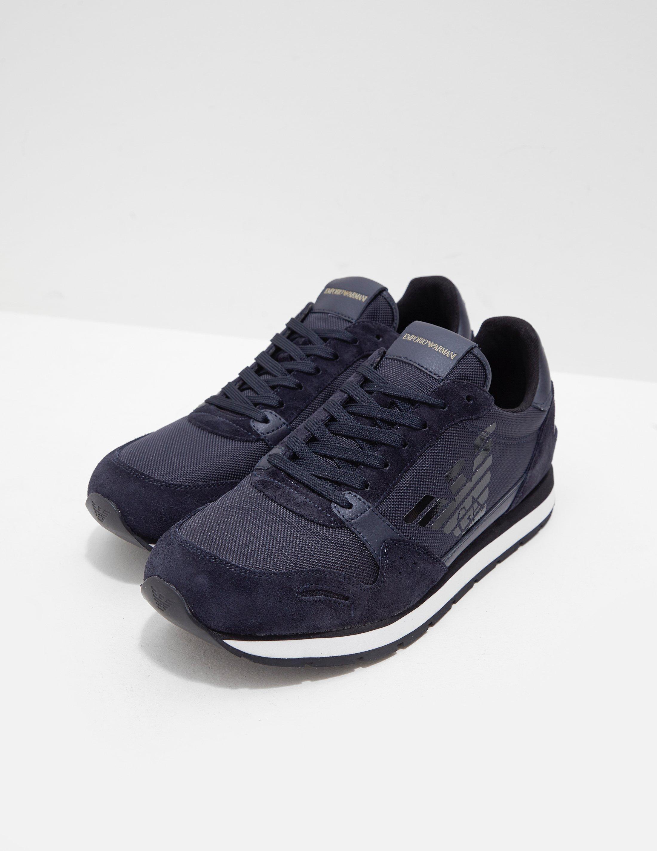Emporio Armani Suede Trainers Navy Blue for Men - Lyst