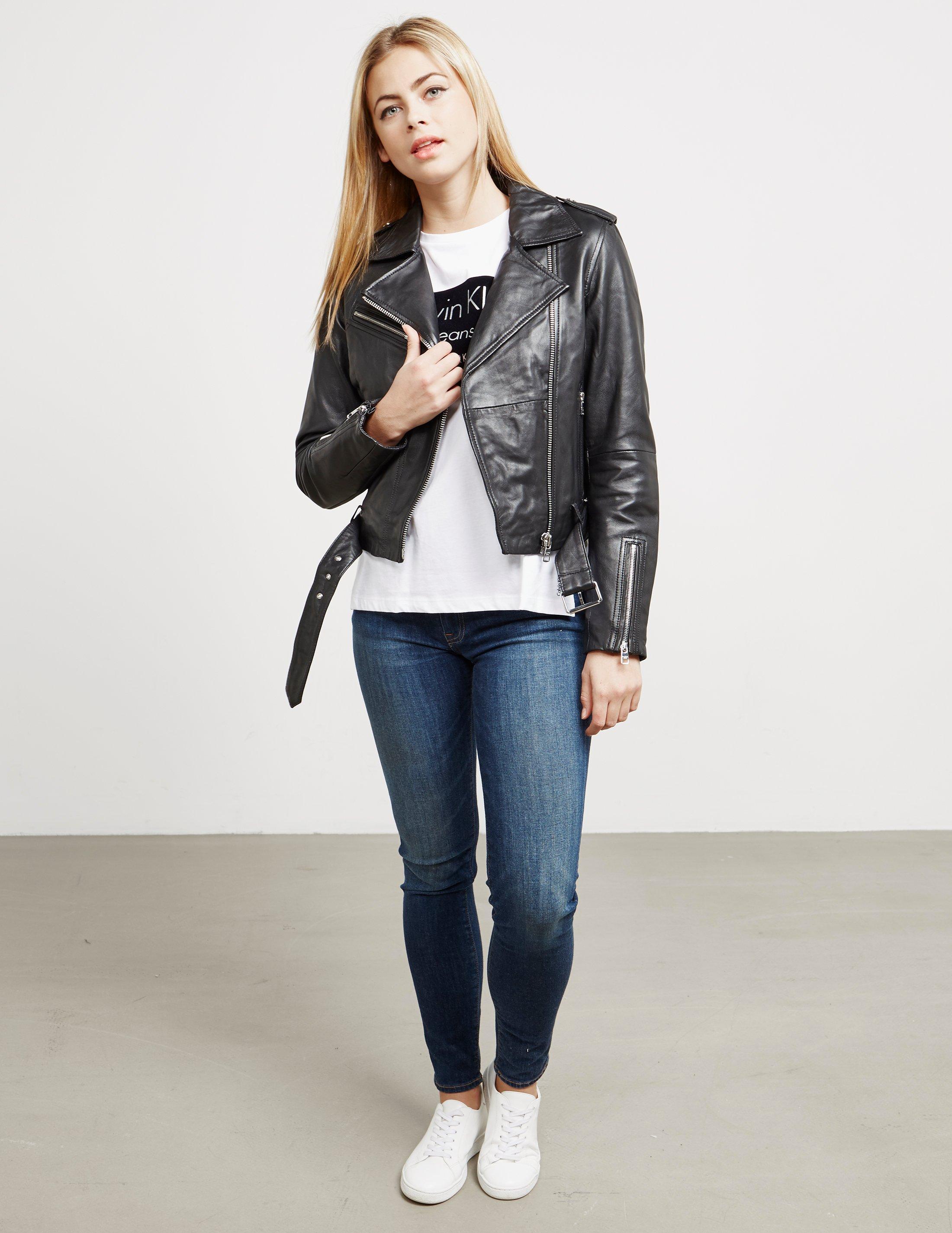 calvin klein open front moto jacket