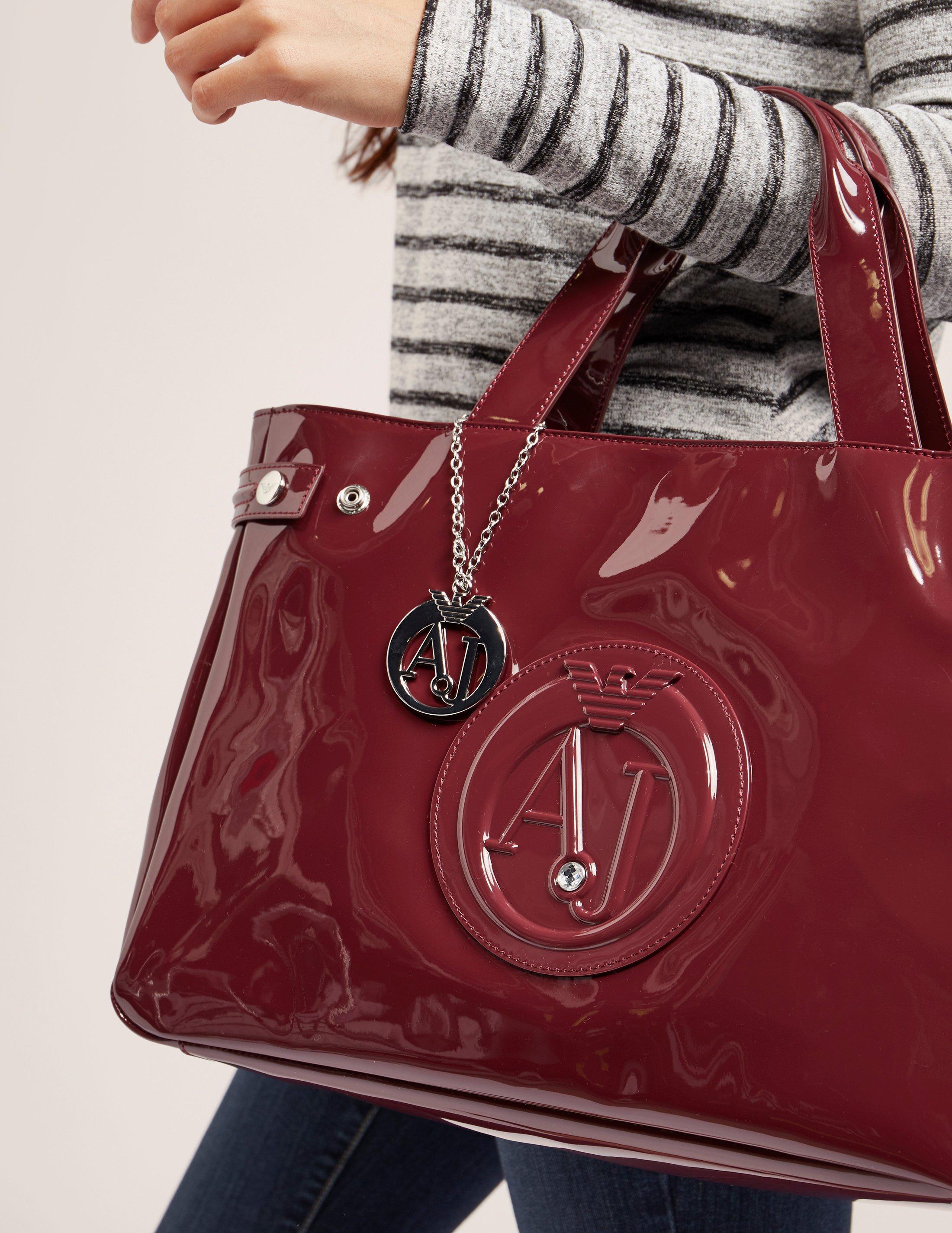Armani Jeans Denim Womens Large Patent Shopper Bag Red - Lyst
