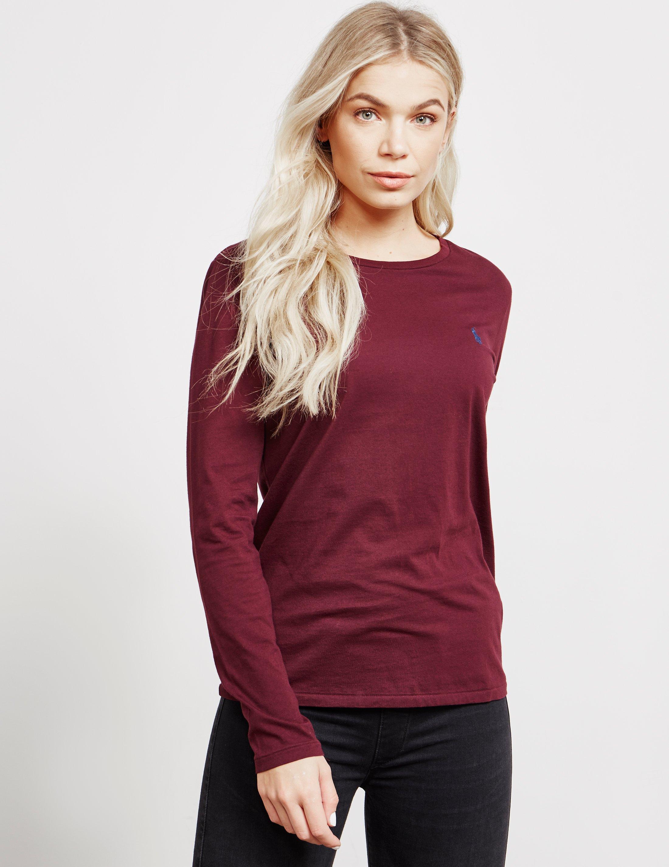 Polo Ralph Lauren Womens Logo Long Sleeve T-shirt - Online Exclusive Red -  Lyst