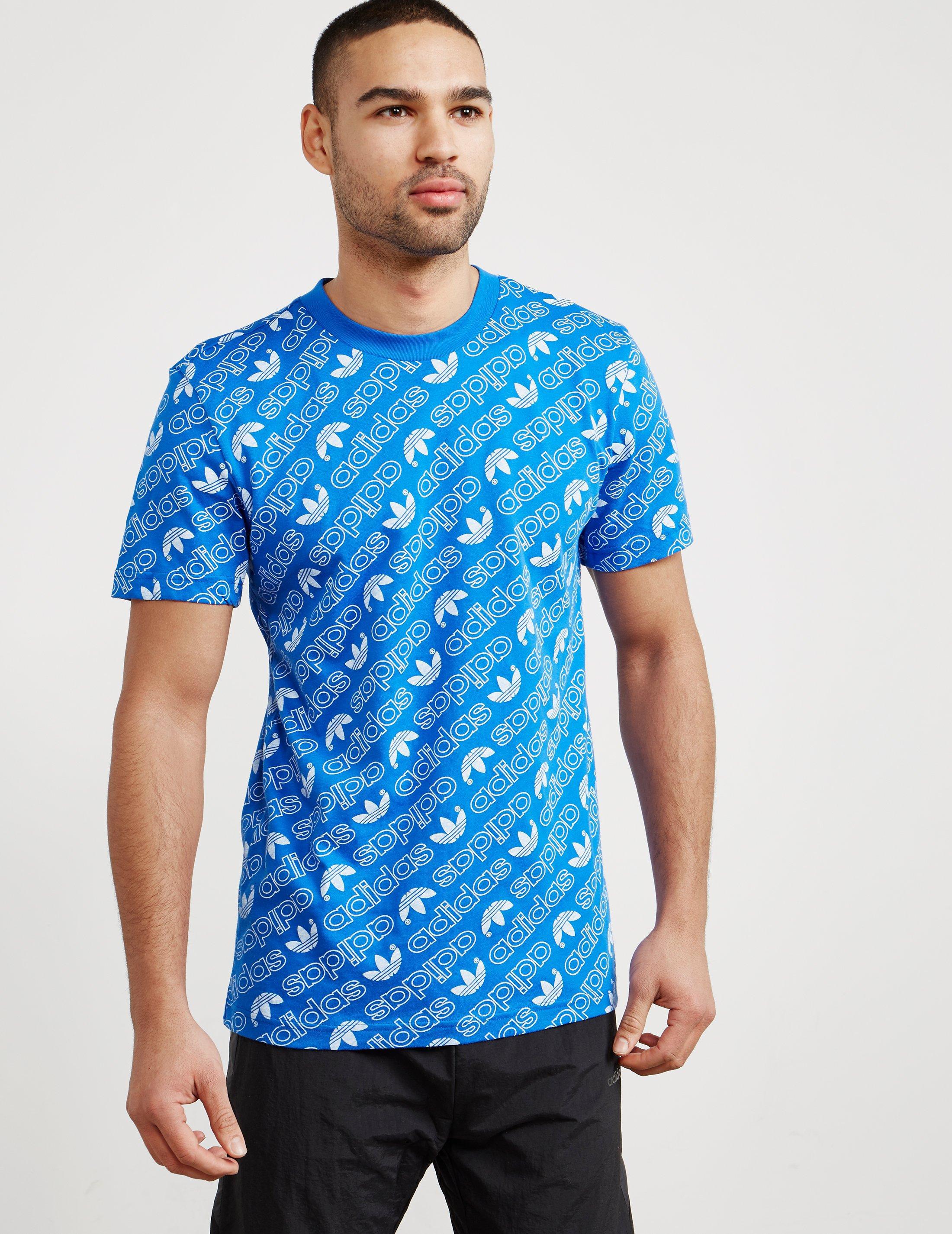 adidas Originals Mens All Over Print T-shirt Blue/white for Men - Lyst