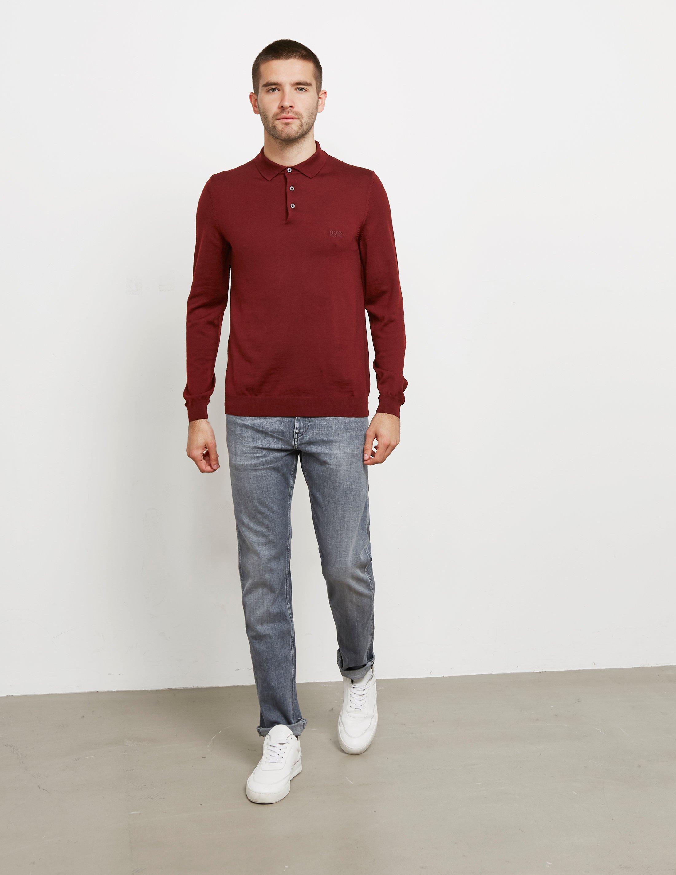 hugo boss red long sleeve polo