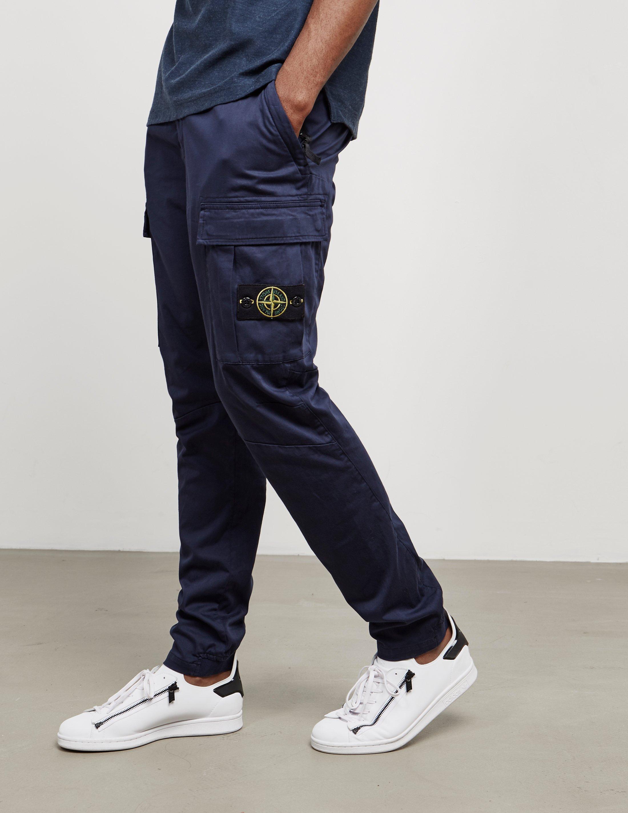 Stone Island 314wa Brushed Canvas Military Cargo Pants in Navy 