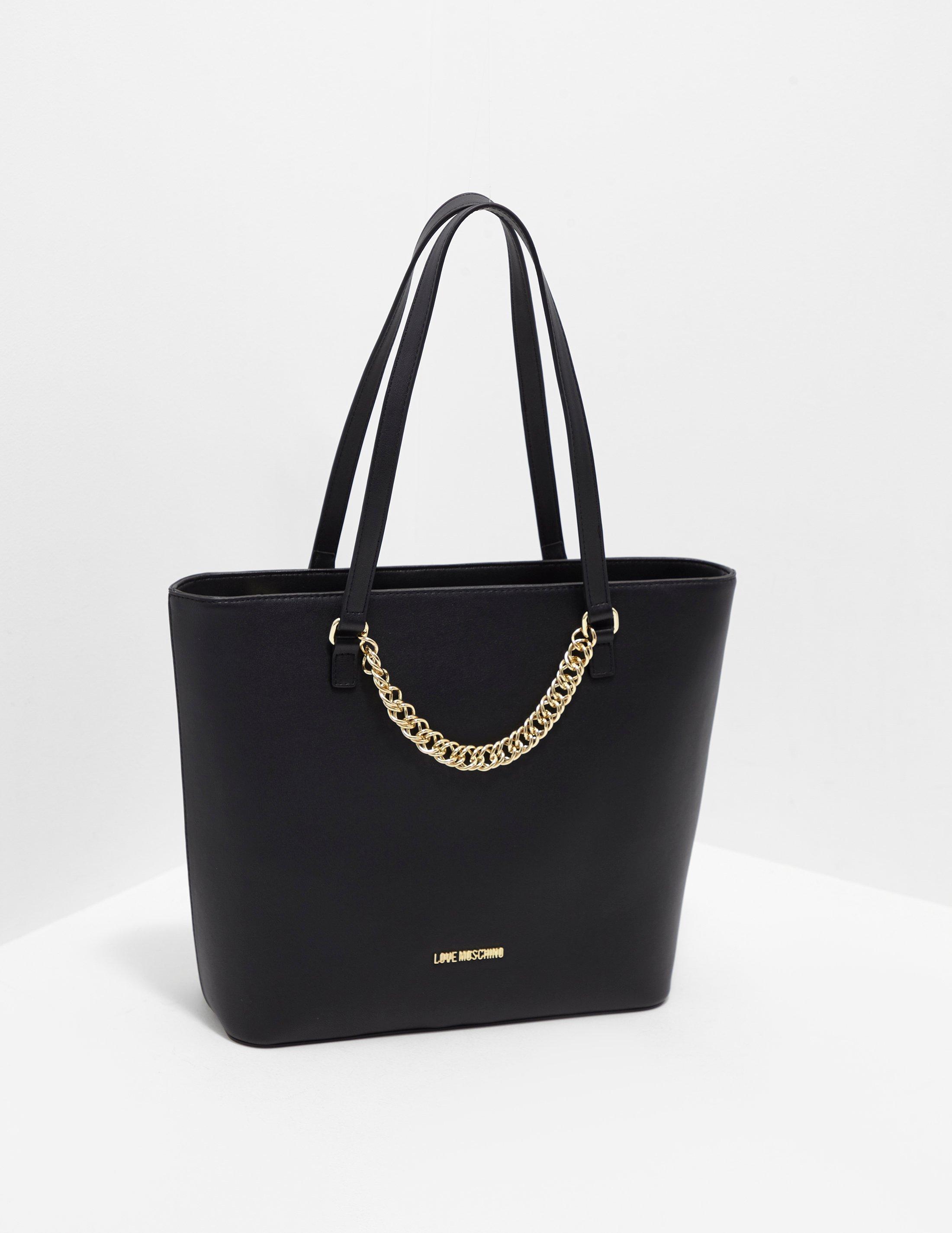 Love Moschino Chain Zip Tote Bag Black in Black - Lyst