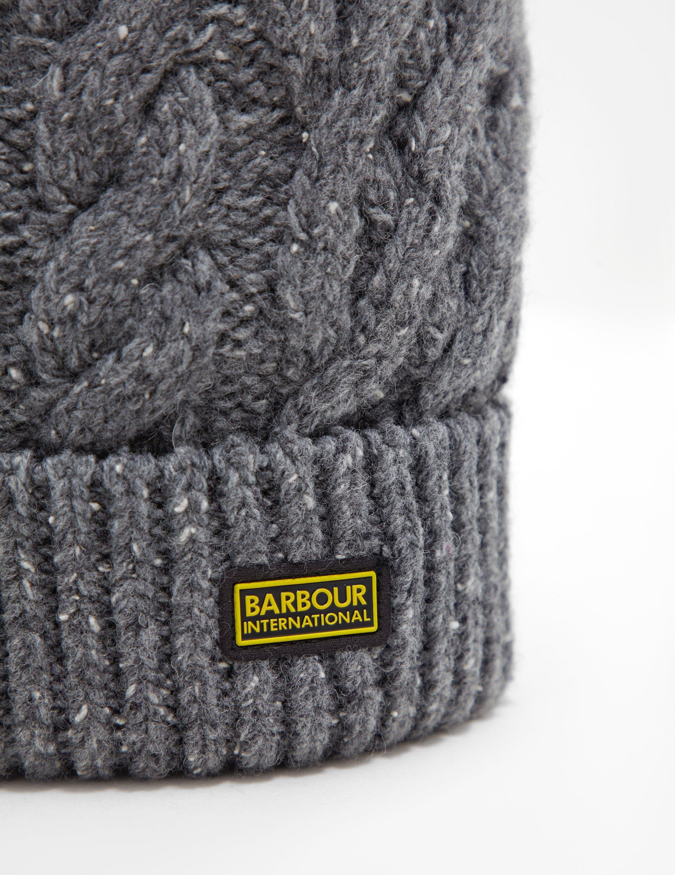 barbour grey bobble hat