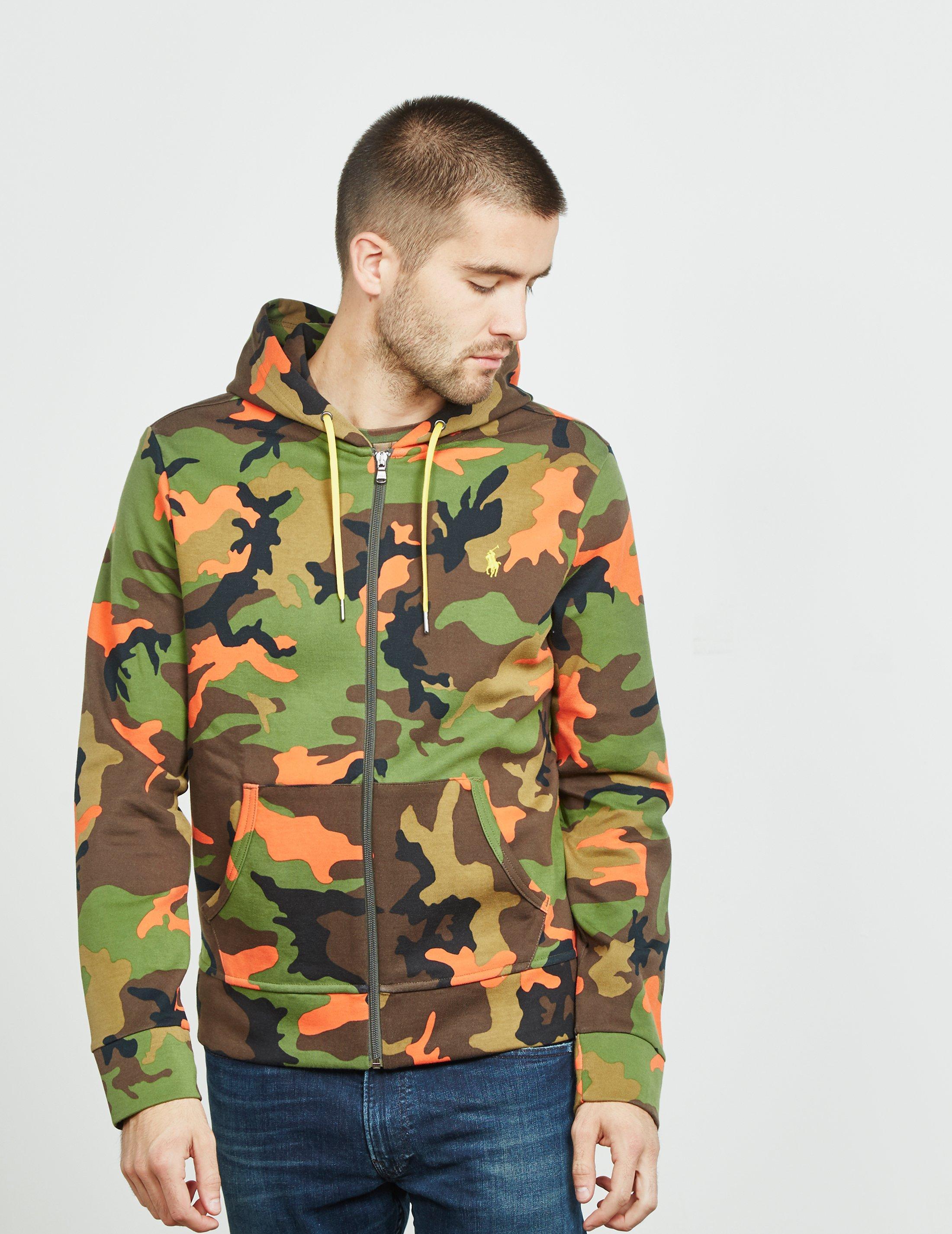 RALPH LAUREN Polo Mens Performance Double-Knit Full Zip Hoodie Blue Camo