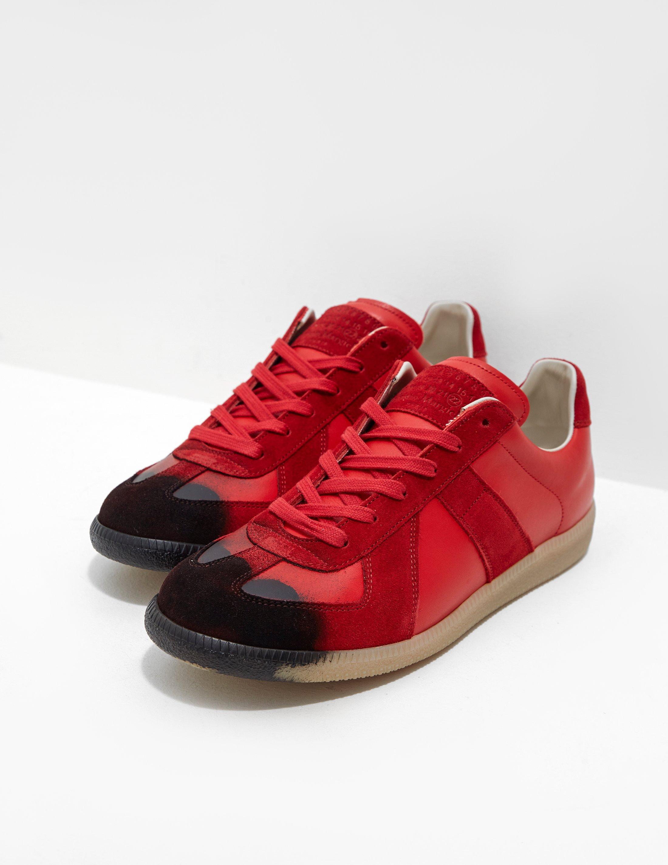 Maison Margiela Leather Replica Spray Trainers Red for Men - Lyst