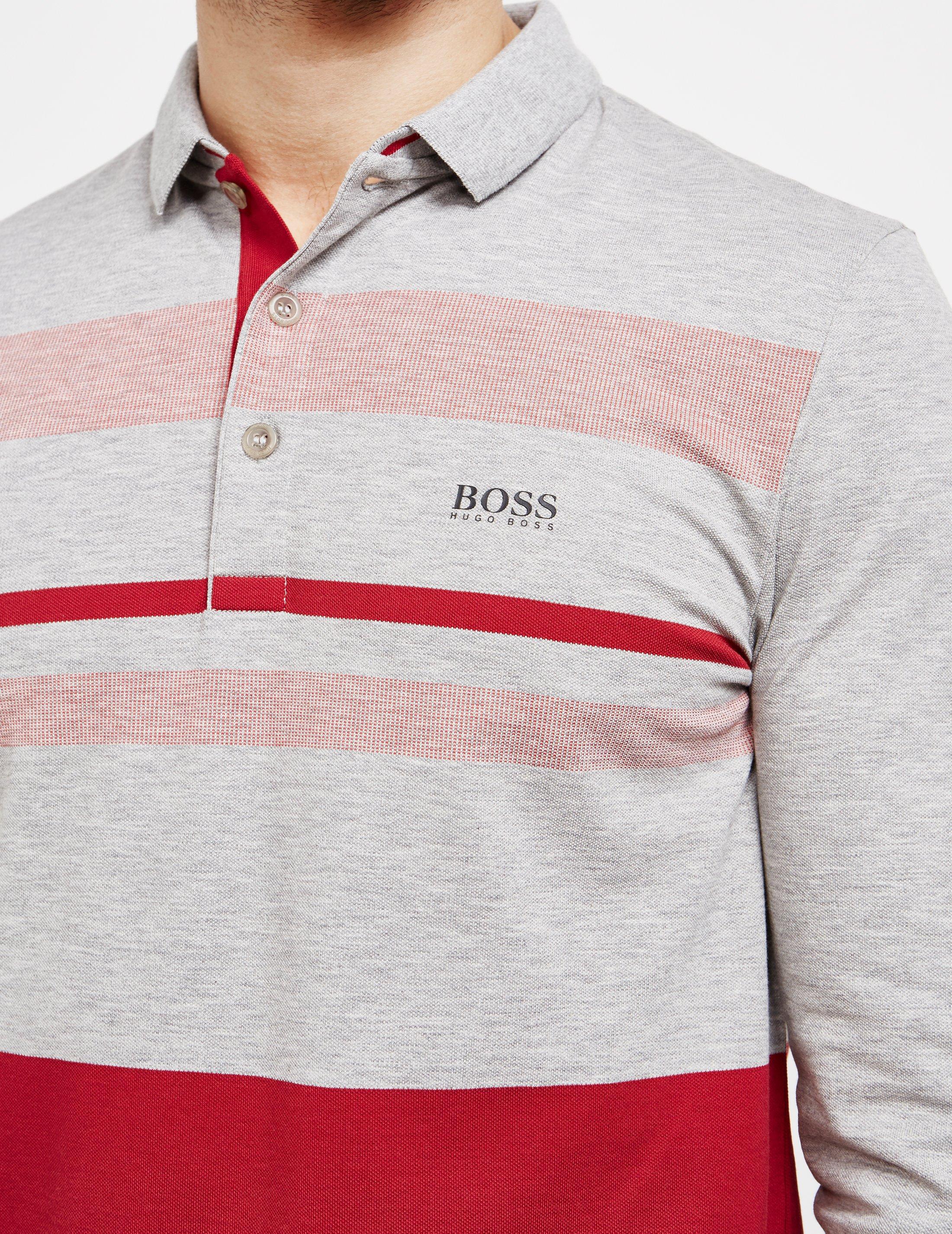 hugo boss red long sleeve polo
