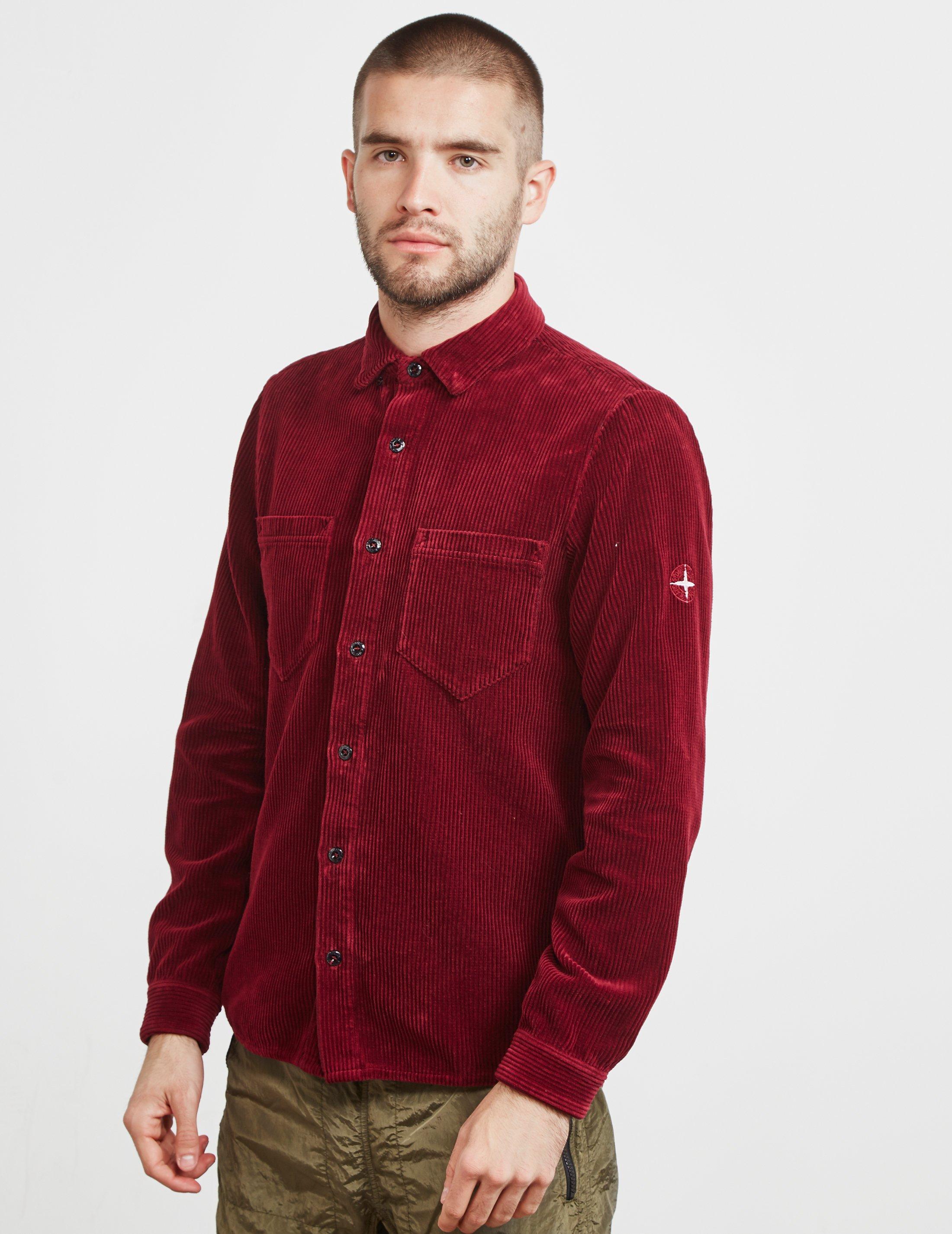 Stone Island Corduroy Pocket Long Sleeve Shirt Red for Men | Lyst