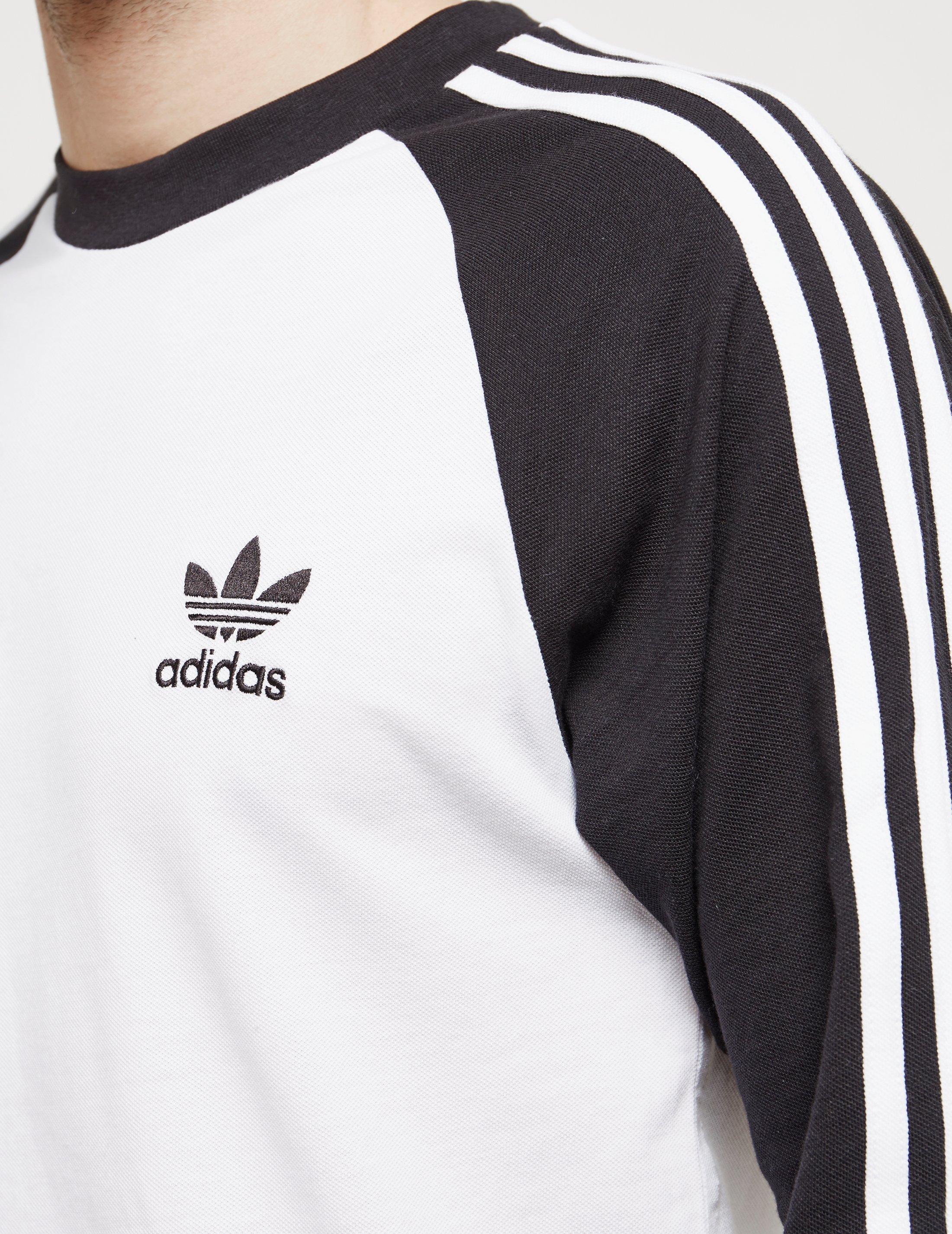 adidas Originals Cotton Mens 3-stripe Long Sleeved T-shirt White/black for  Men - Lyst