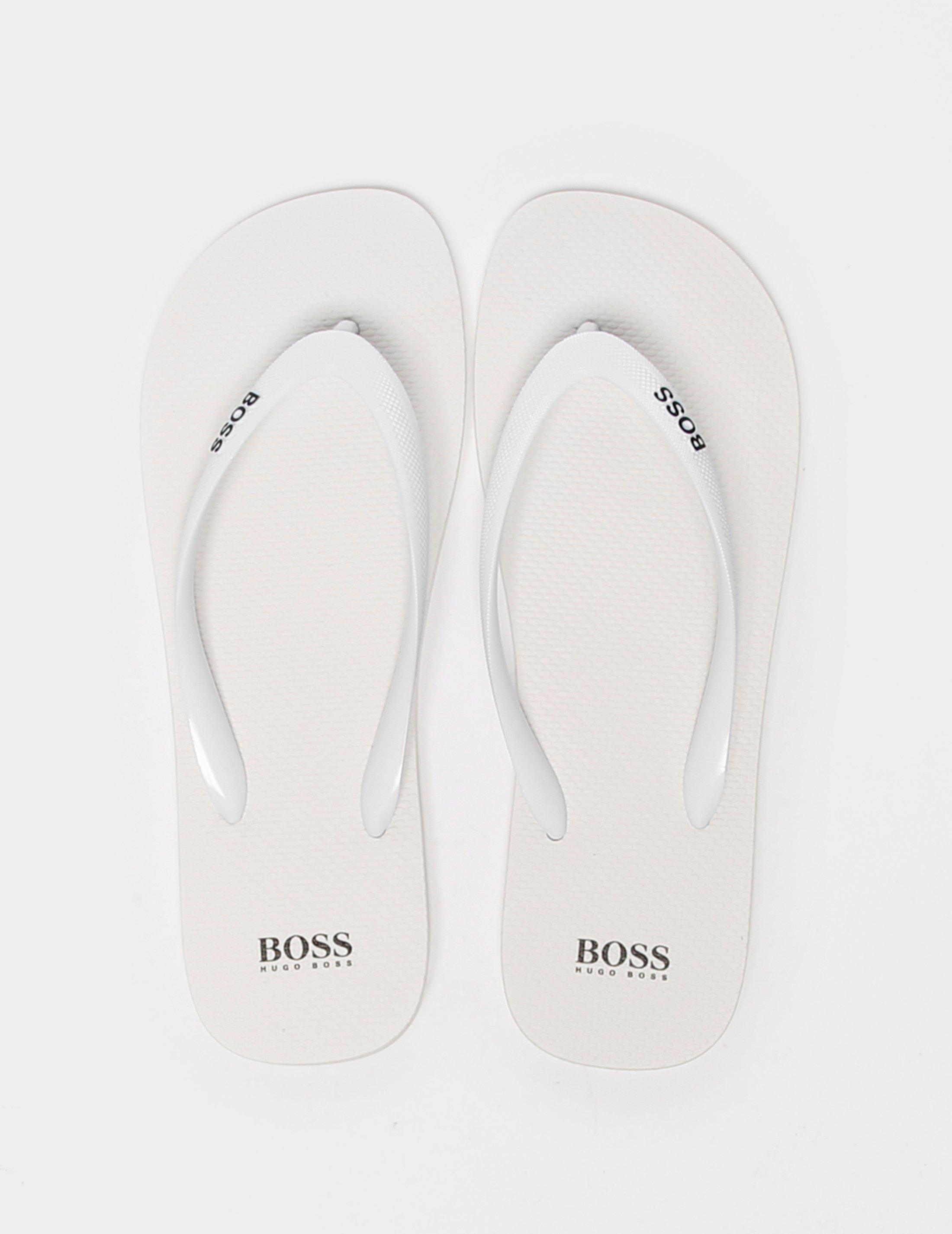 hugo boss flip flops white