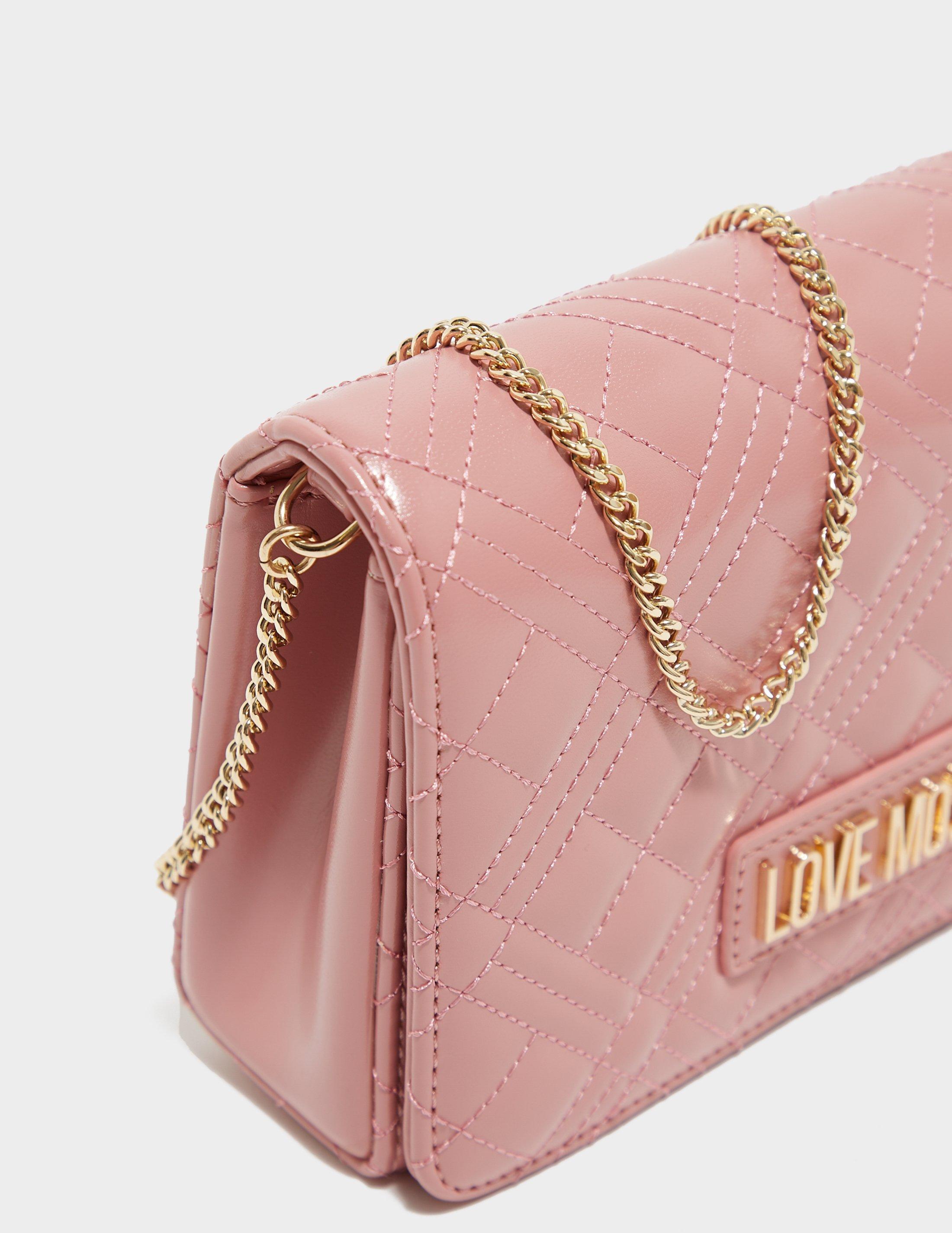 love moschino small quilted crossbody bag pink