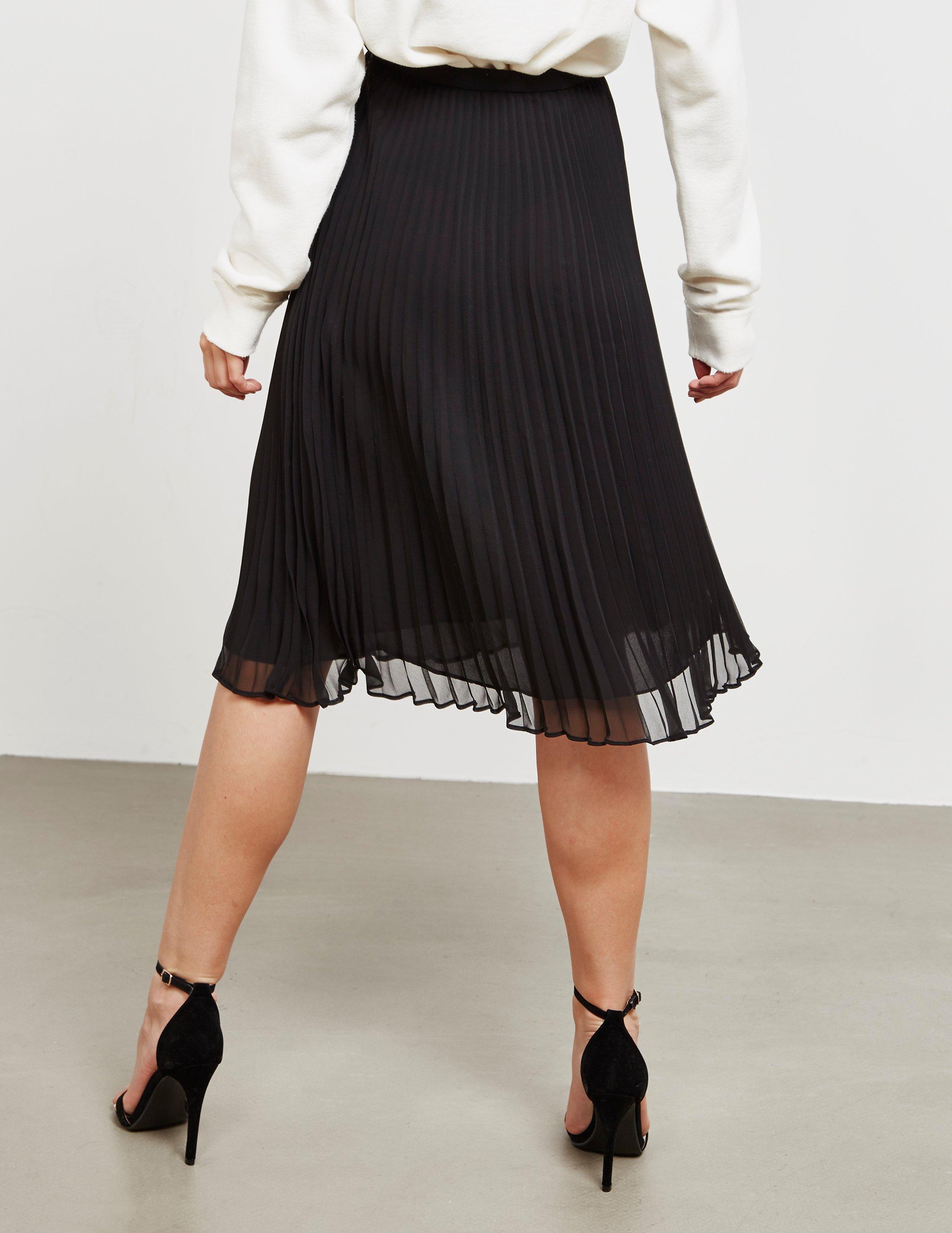 Polo Ralph Lauren Synthetic Womens Pleated Midi Skirt Black - Lyst