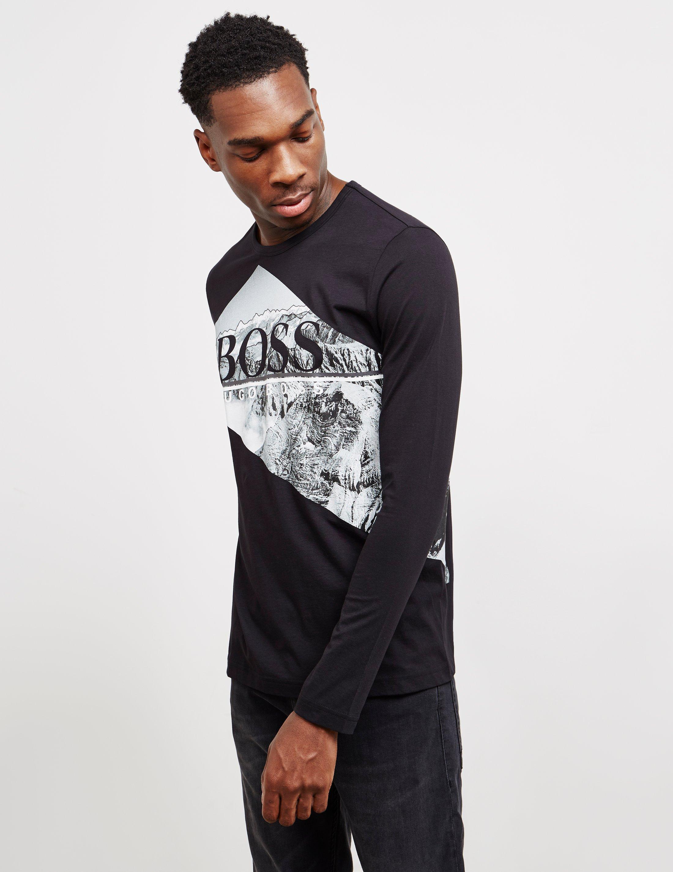 BOSS by Hugo Boss Mountain Print Long Sleeve T-shirt Black for Men - Lyst
