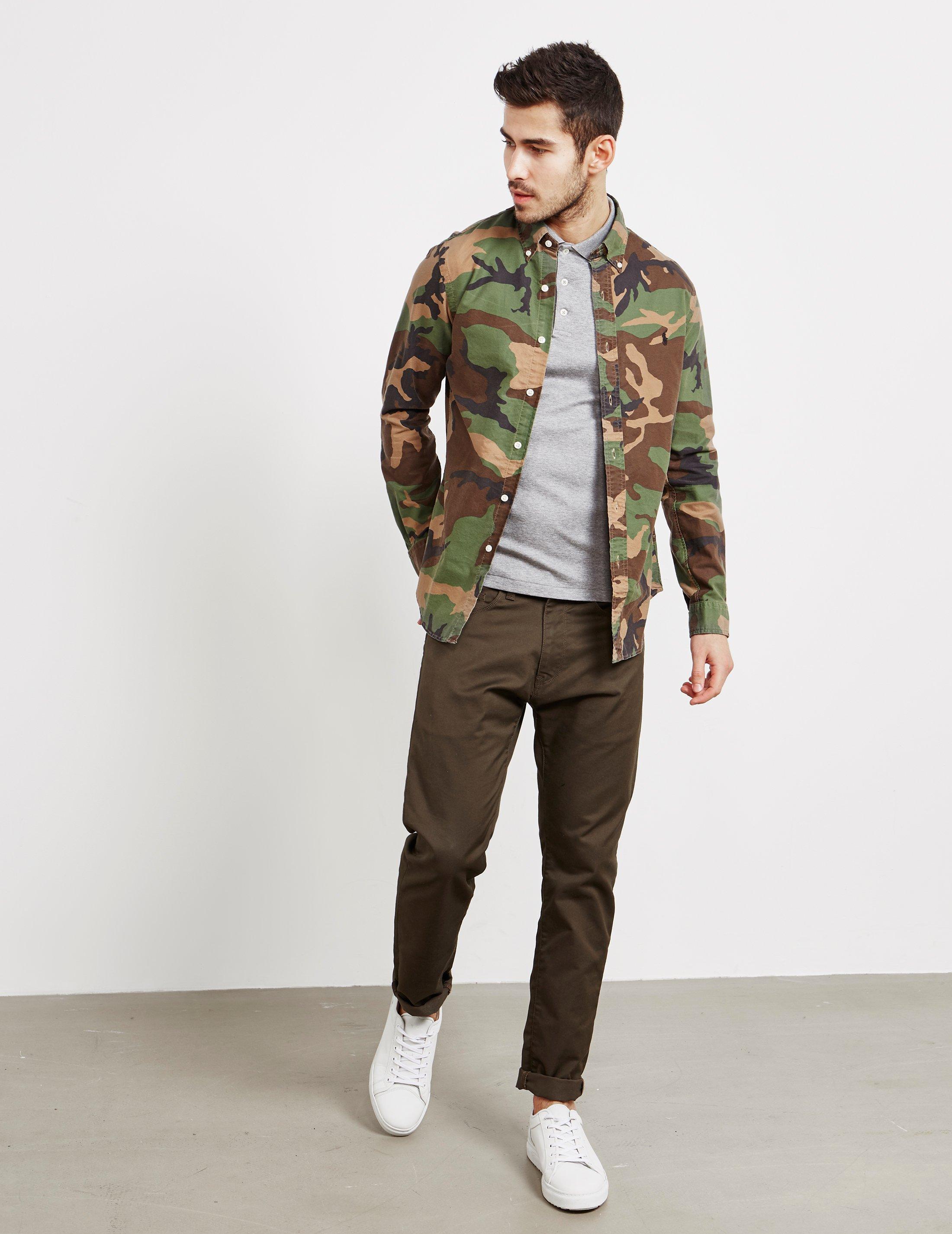 long sleeve camo polo shirt