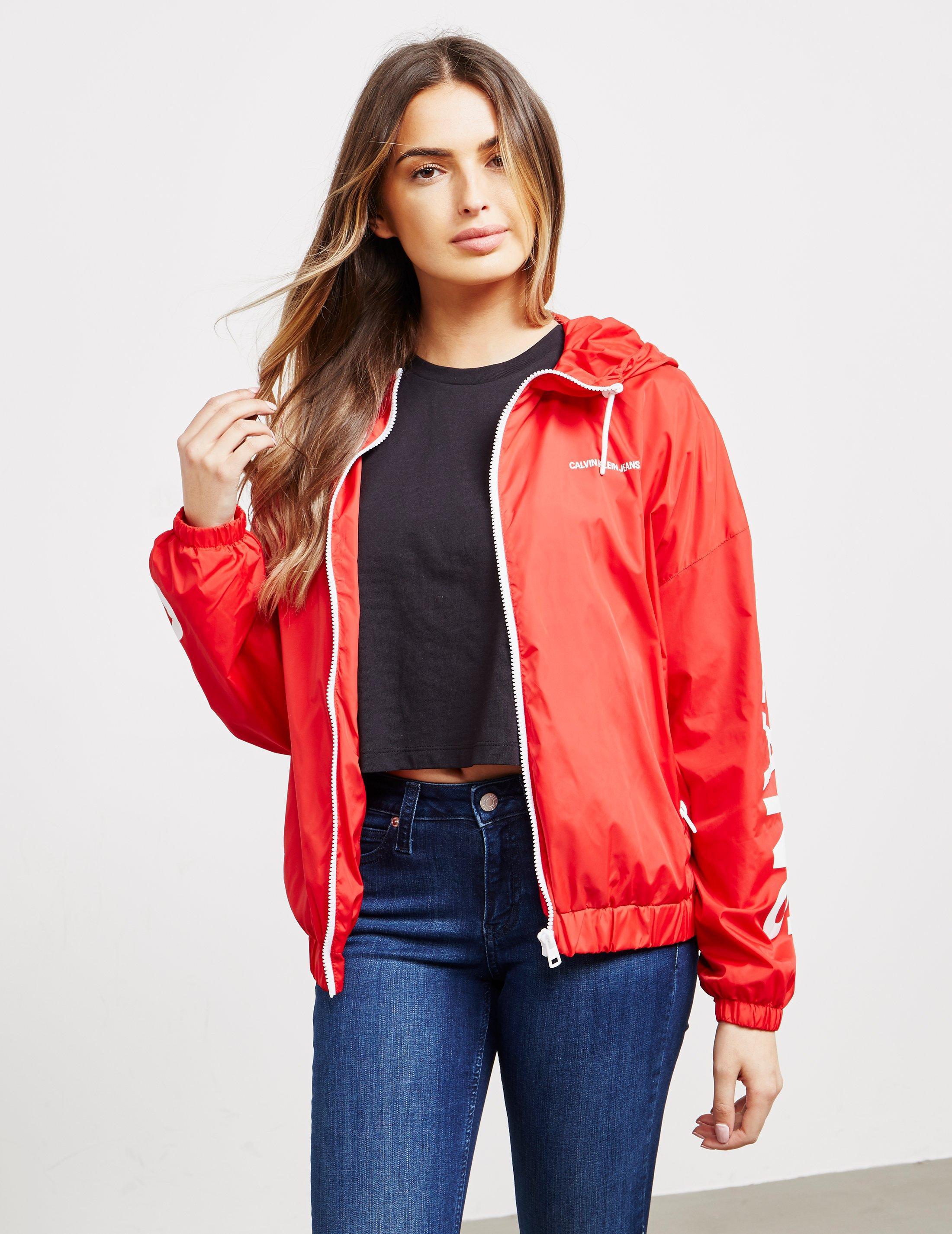 Calvin Klein Denim Logo Windbreaker Jacket Red | Lyst