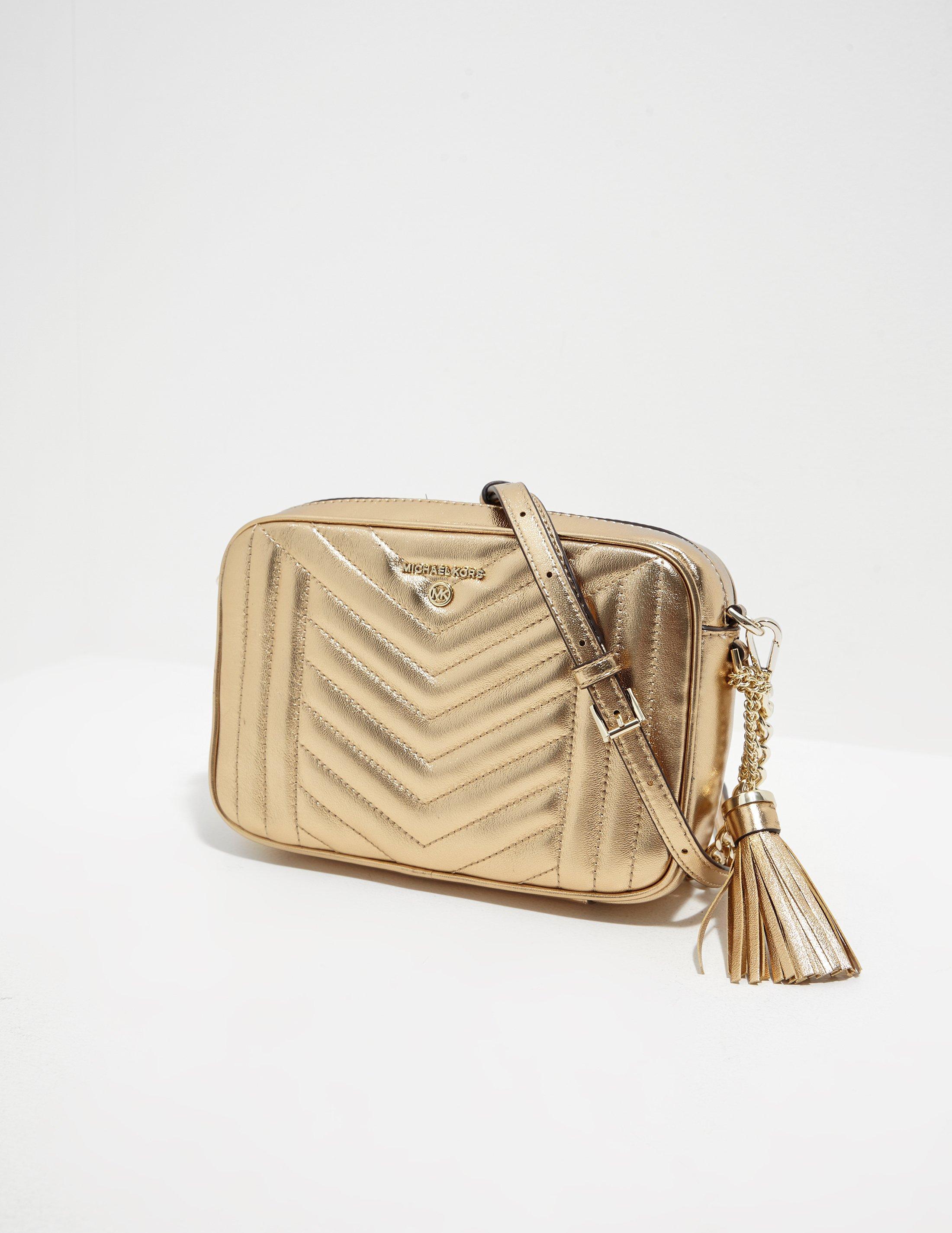 Michael Kors Leather Jet Set Quilted Camera Bag Gold in Metallic Lyst