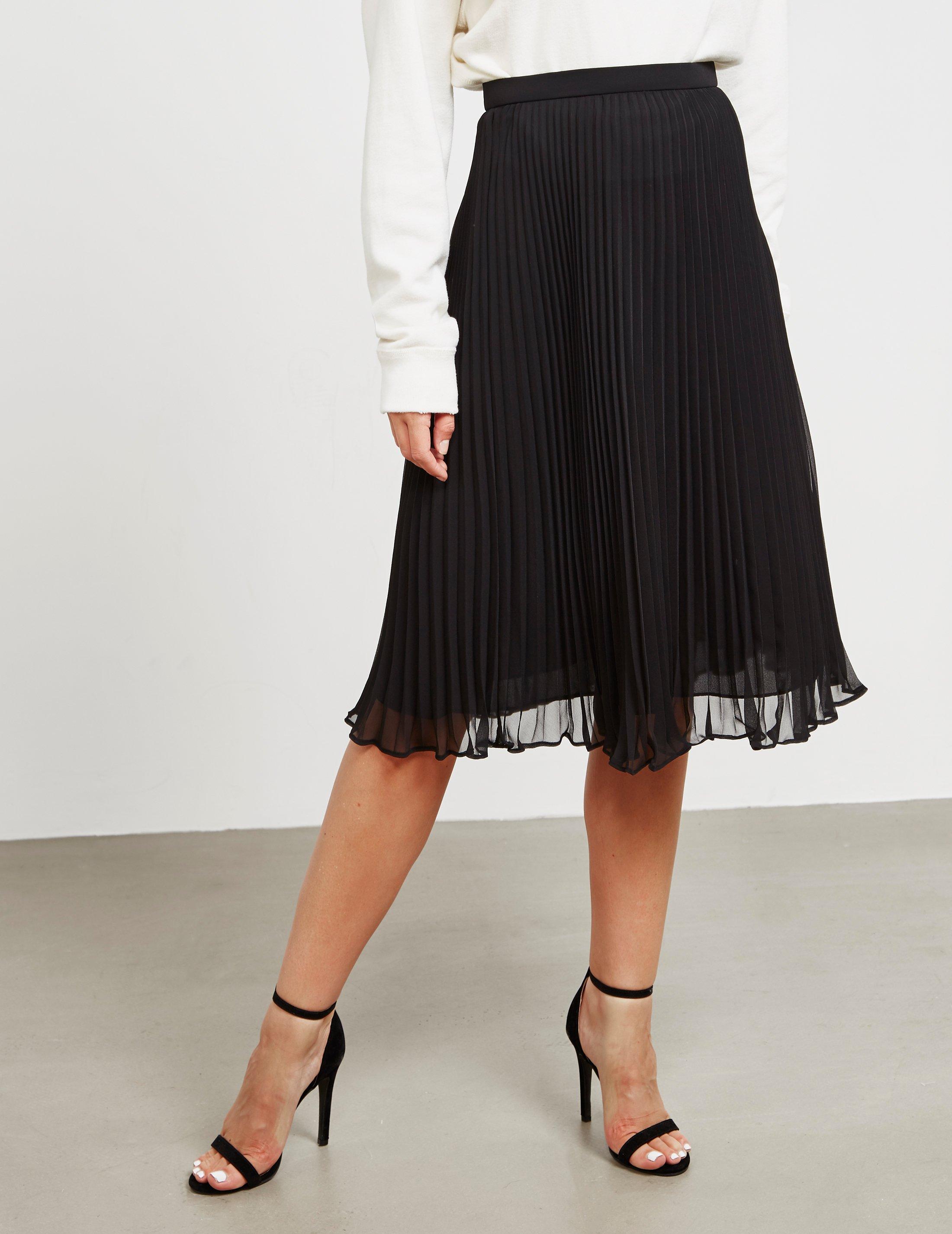 Polo Ralph Lauren Synthetic Womens Pleated Midi Skirt Black | Lyst