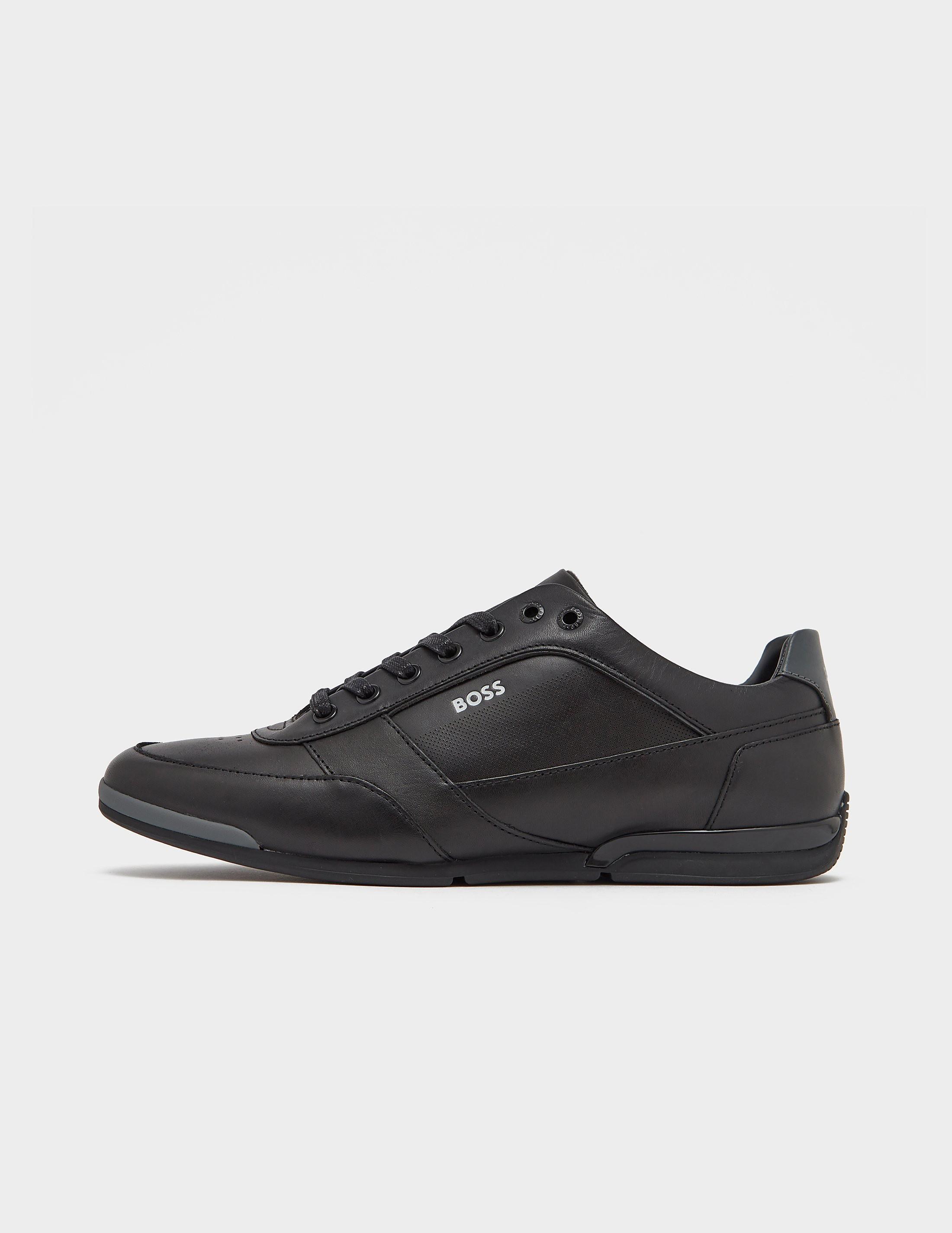 BOSS by HUGO BOSS Saturn Low Leather Trainers in Black for Men | Lyst