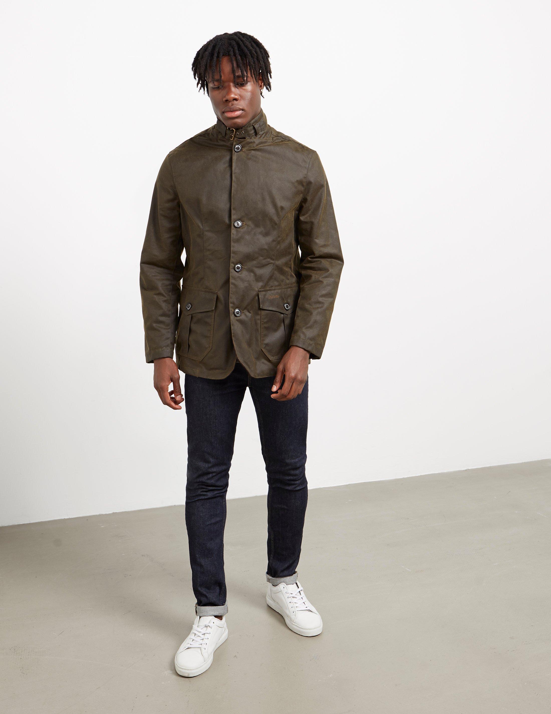 Barbour Cotton Lutz Waxed Jacket Green for Men | Lyst