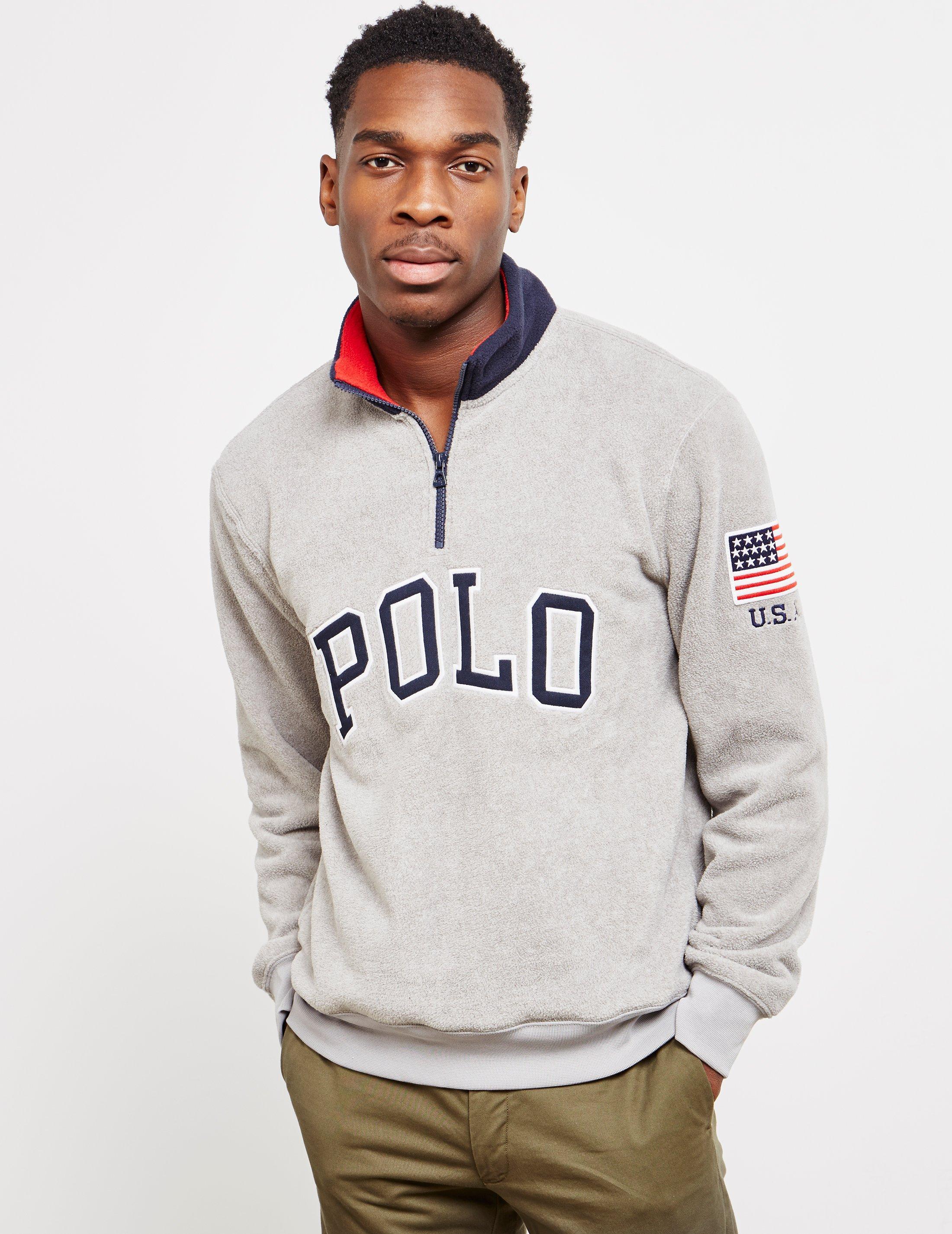 Polo Ralph Lauren Half Zip Polo Fleece Sweatshirt Grey in Gray for Men |  Lyst