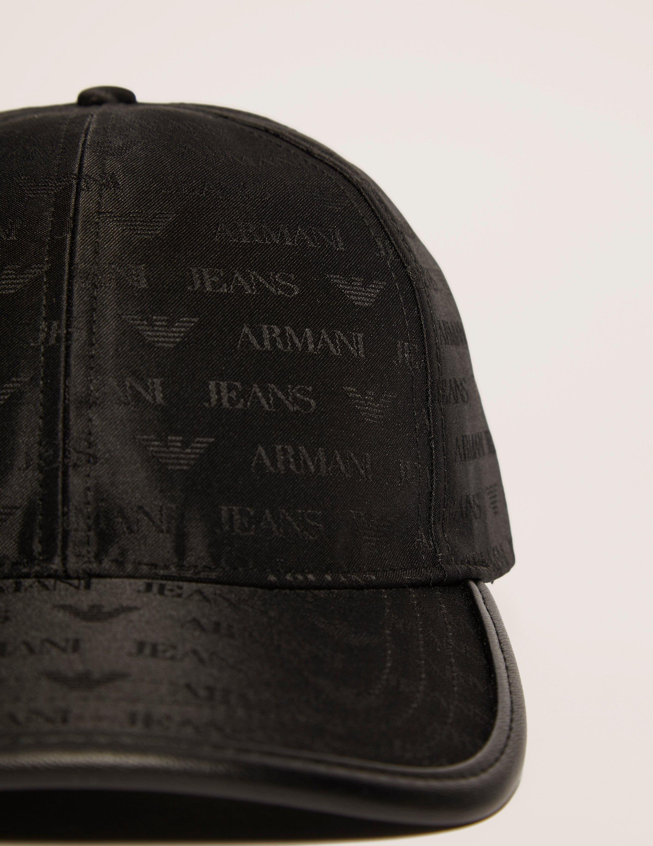 Armani Jeans Synthetic Nylon Print Cap in Black for Men - Lyst