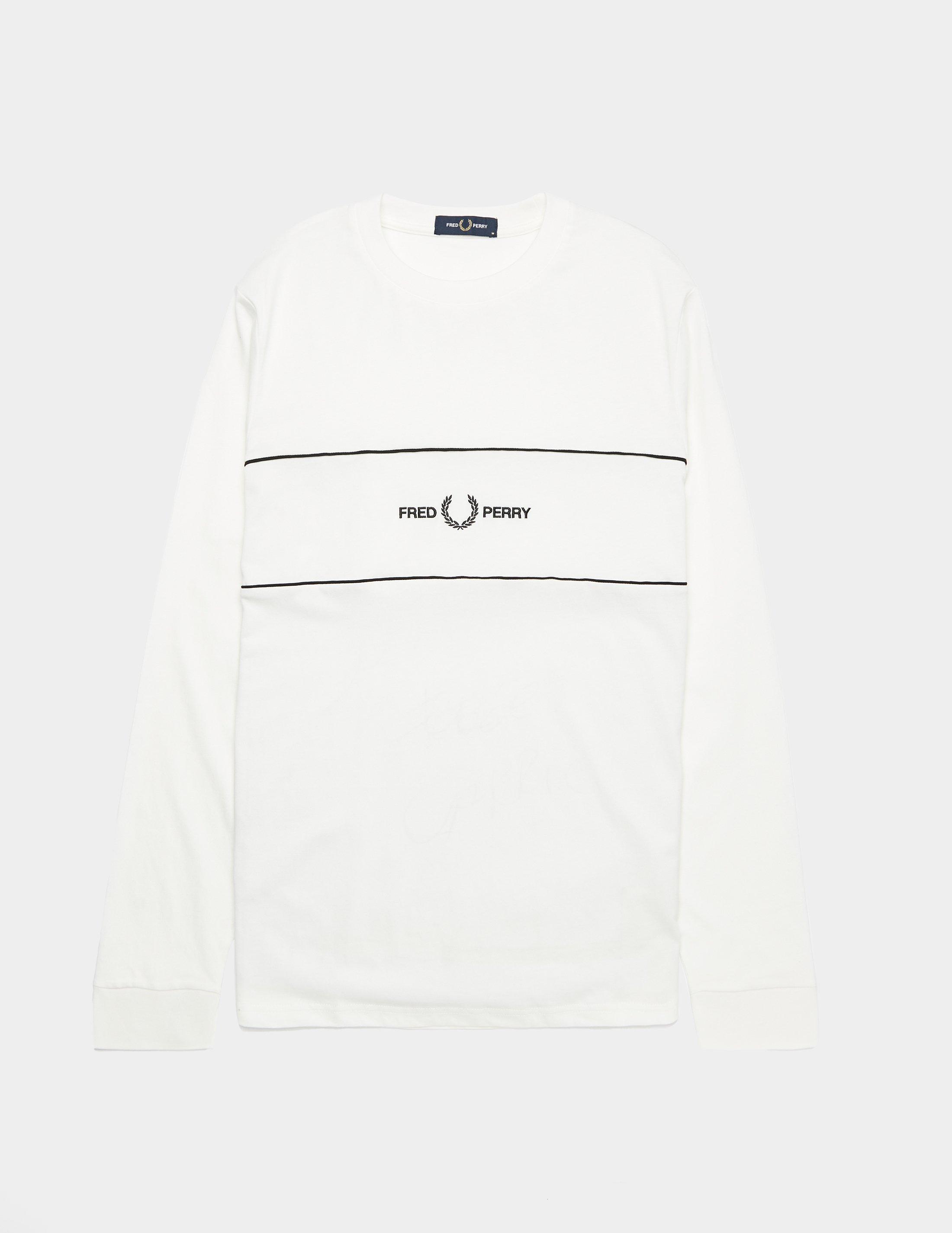 Fred Perry Embroidered Panel Long Sleeve T-shirt White/black for Men - Lyst