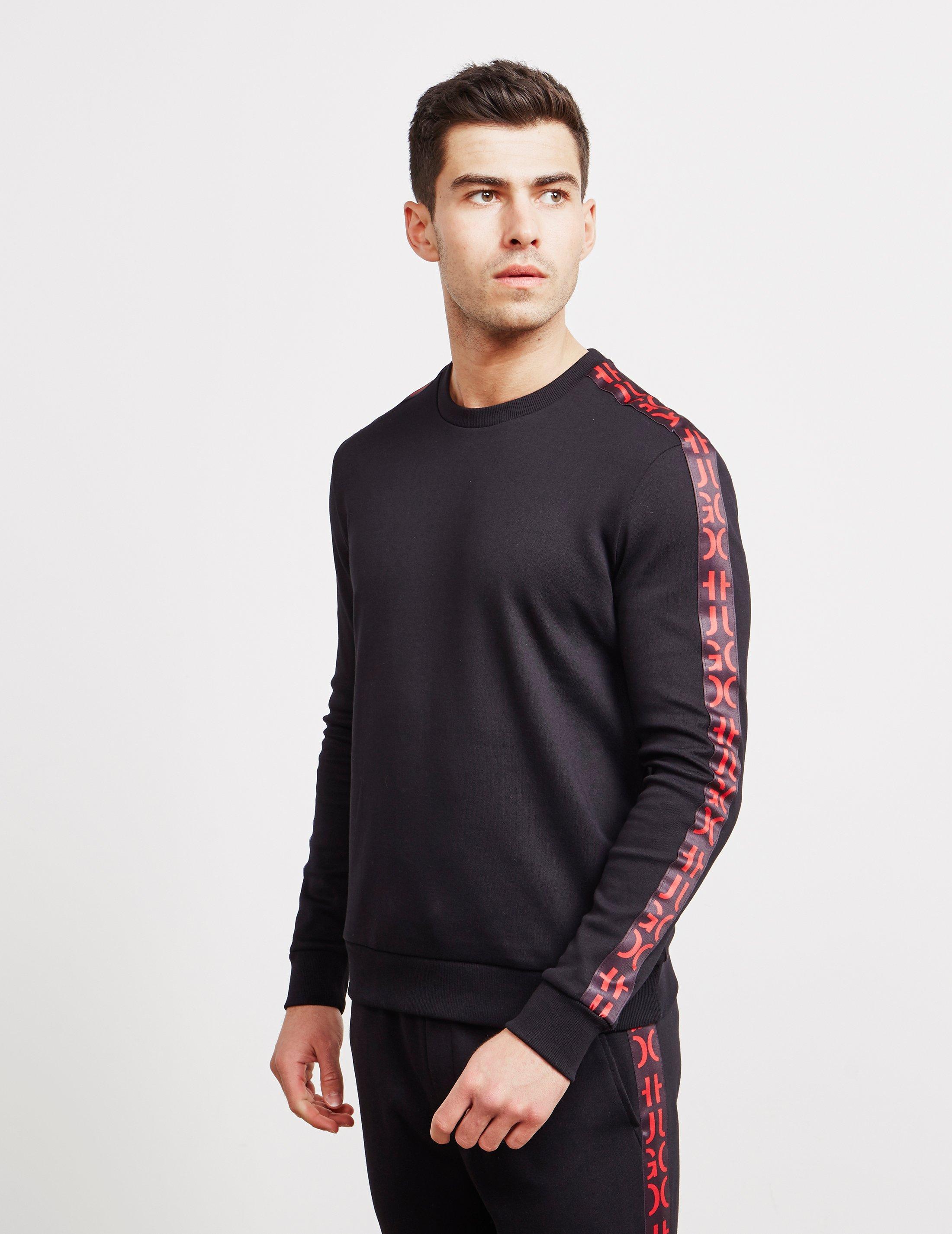 HUGO Cotton Doby Sweatshirt Black for Men - Lyst
