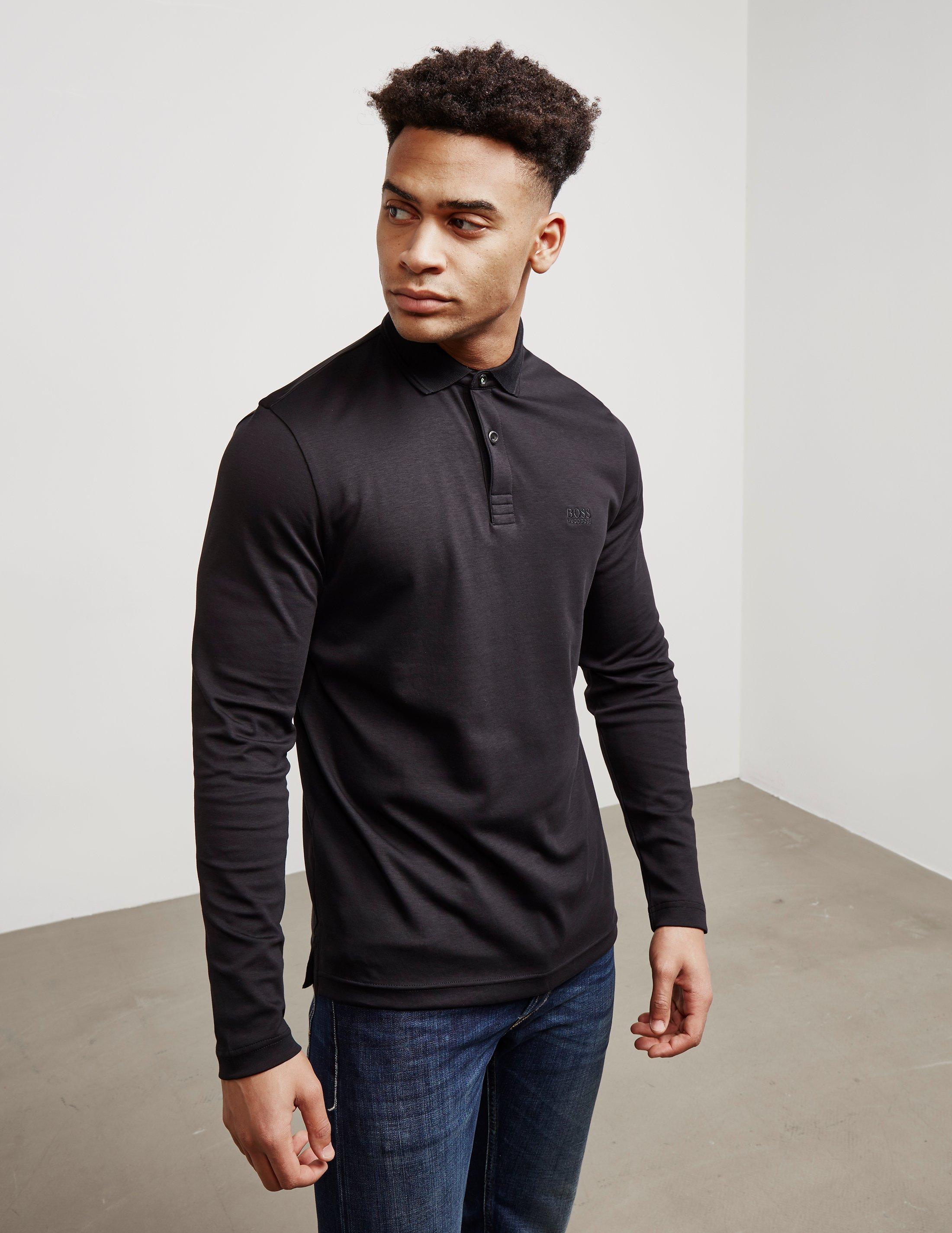 BOSS by HUGO BOSS Pirol Long Sleeve Polo Shirt Black for Men | Lyst