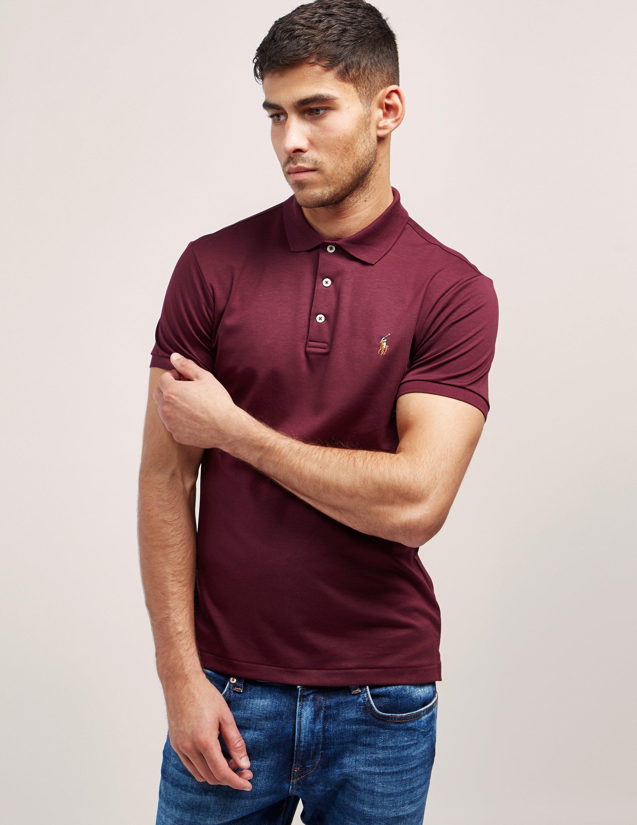 Polo Ralph Lauren Mens Slim Short Sleeve Polo Shirt Burgundy for Men | Lyst