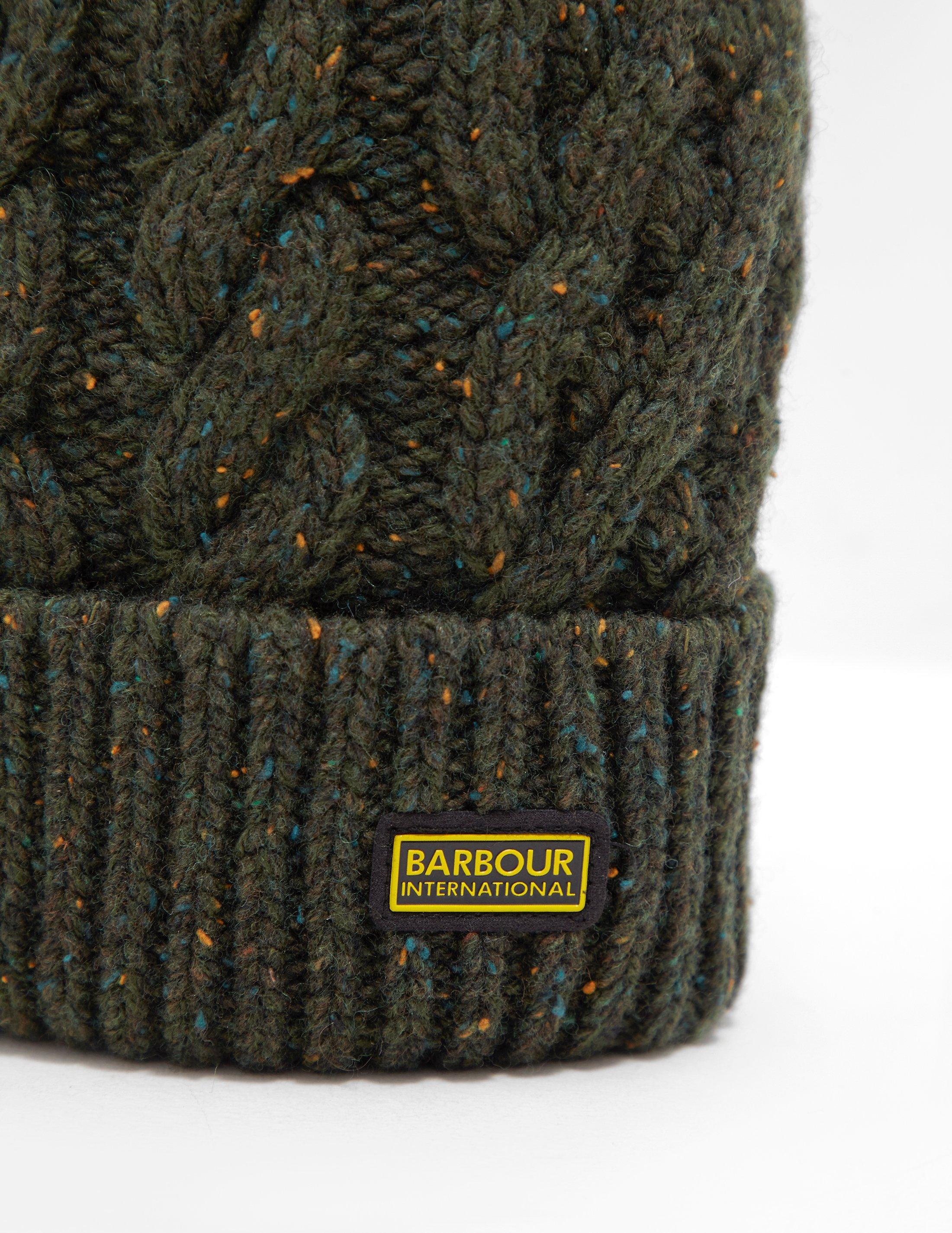 mens barbour international bobble hat