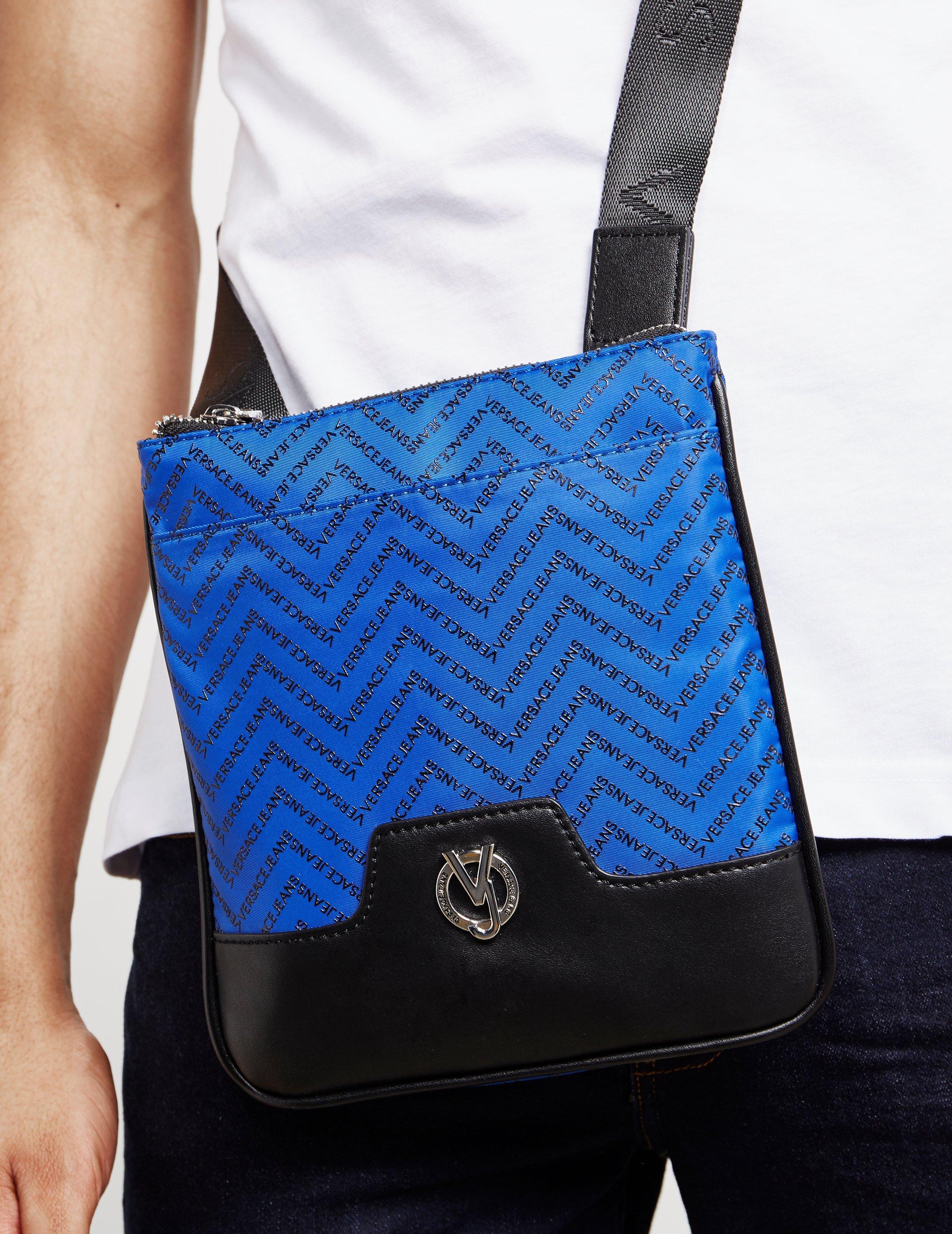 Versace Jeans Couture Denim Linea Chevron Small Item Bag Blue for Men | Lyst