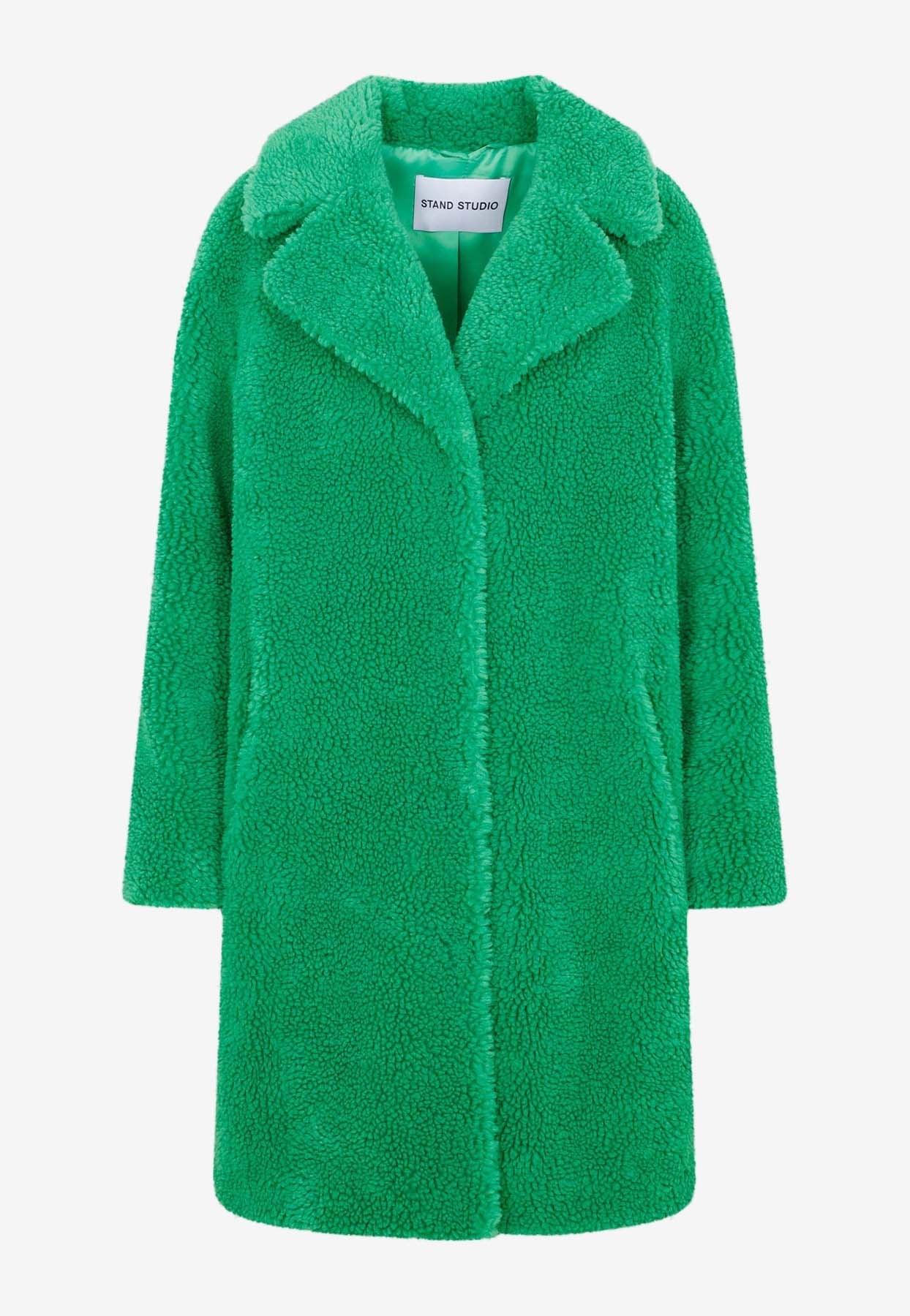 Stand Studio Synthetic Camille Cocoon Coat In Faux Fur in Green | Lyst ...
