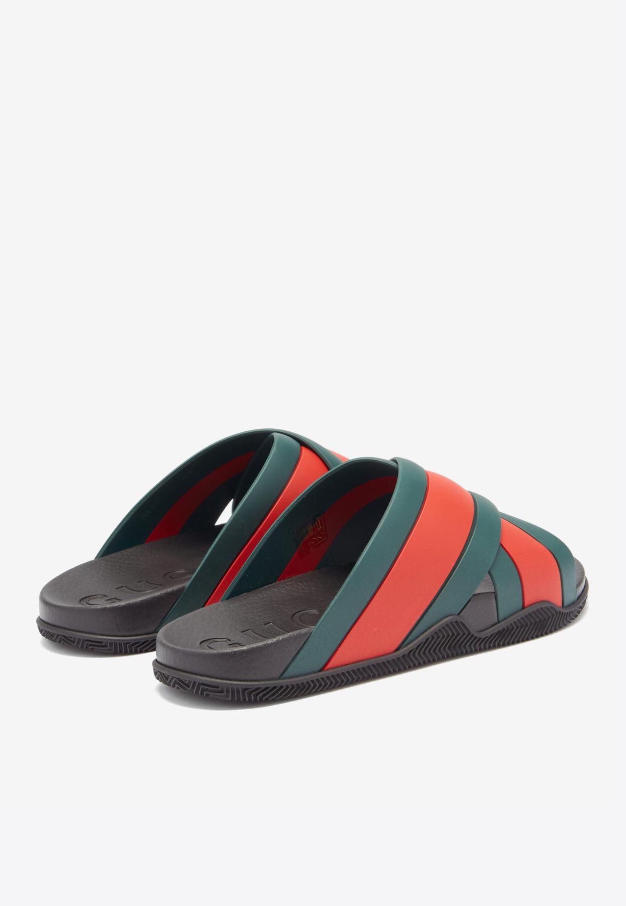 gucci striped rubber slides