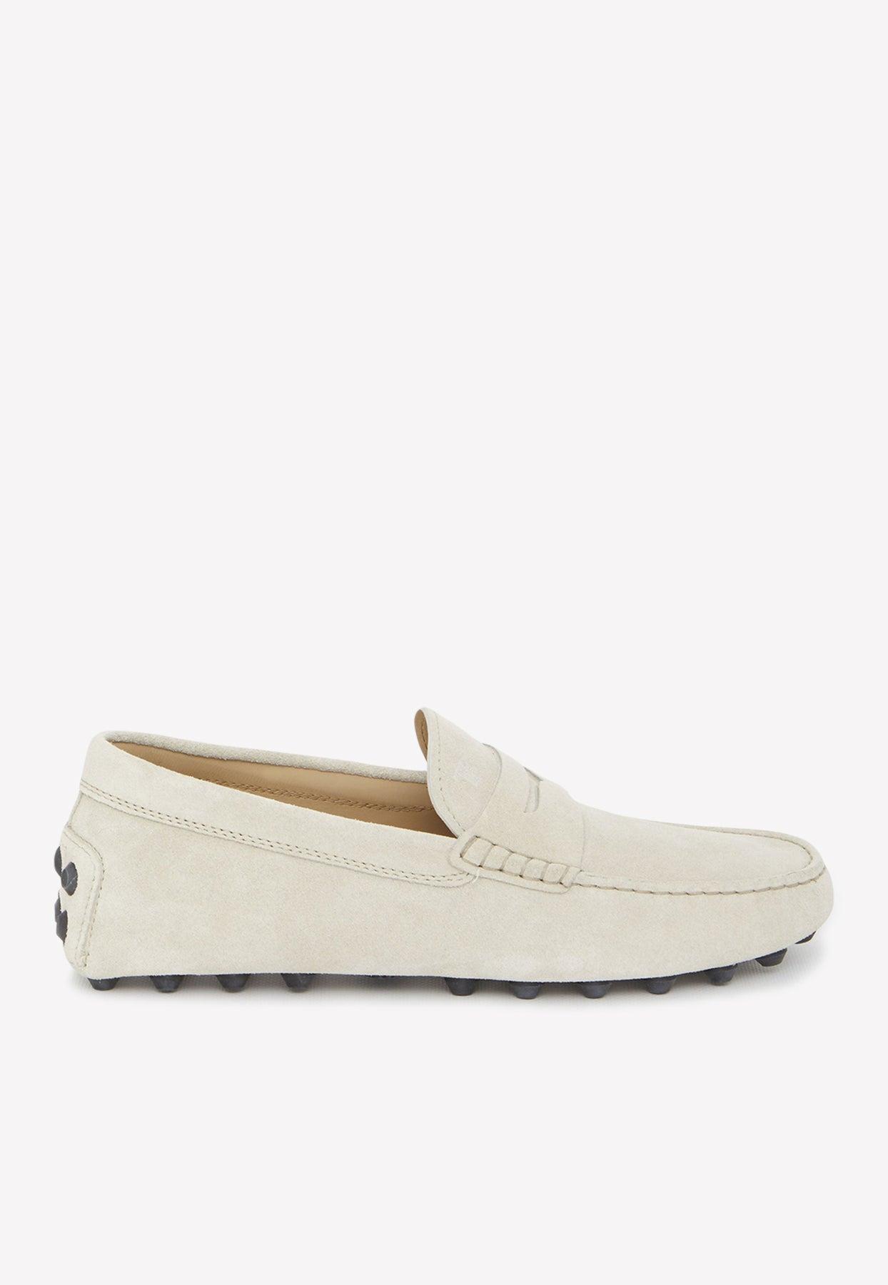 Tod's Gommino Bubble Loafers In Suede in White for Men | Lyst