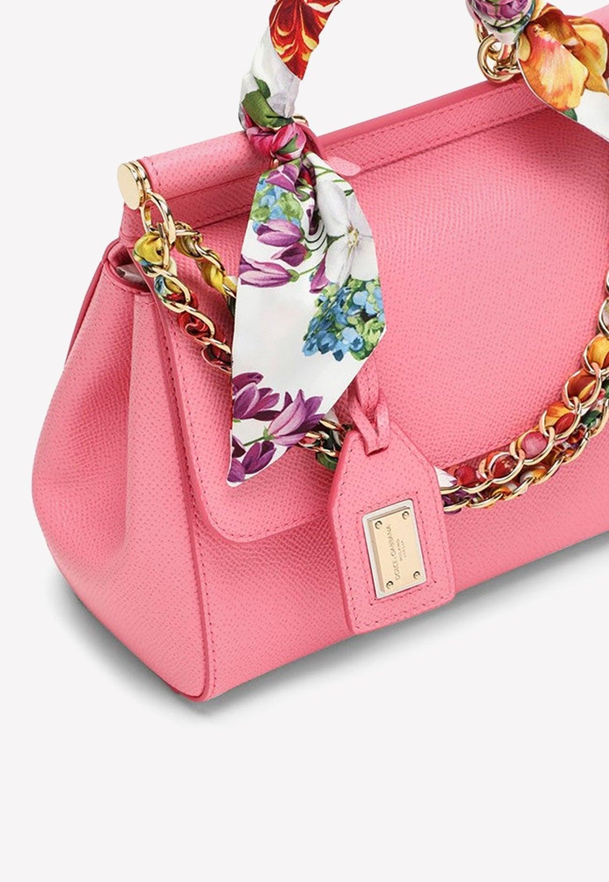 Dolce & Gabbana Mini Sicily Scarf Top Handle Bag in Pink | Lyst