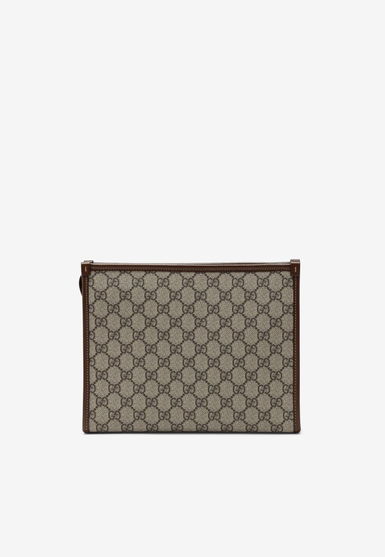 Gucci All-over Logo Print Pouch Bag in Brown for Men | Lyst