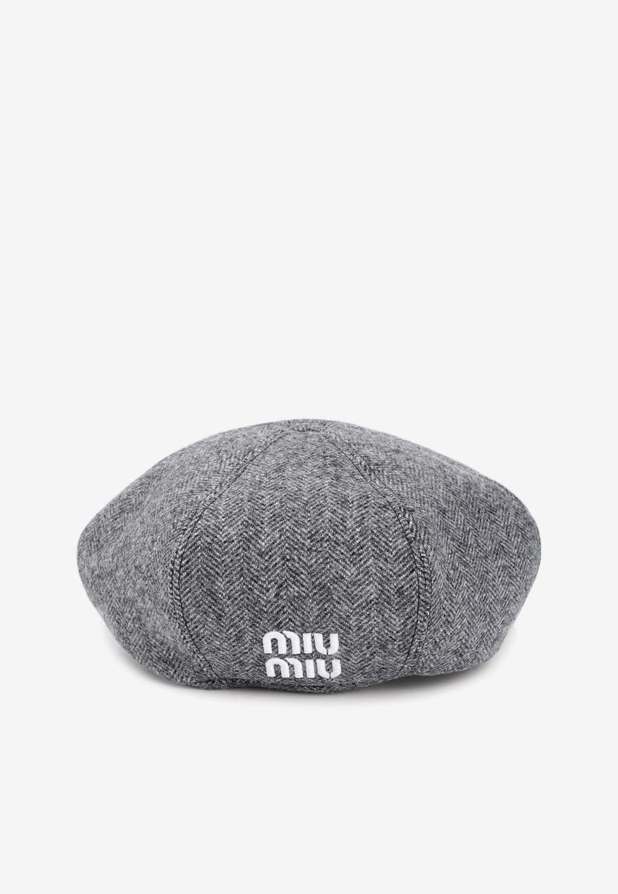 MIU MIU ウールxカシミア ハット　グレー miu miu（ミュウミュウ） ニット帽 5HC324 2F8S レディース ウール
