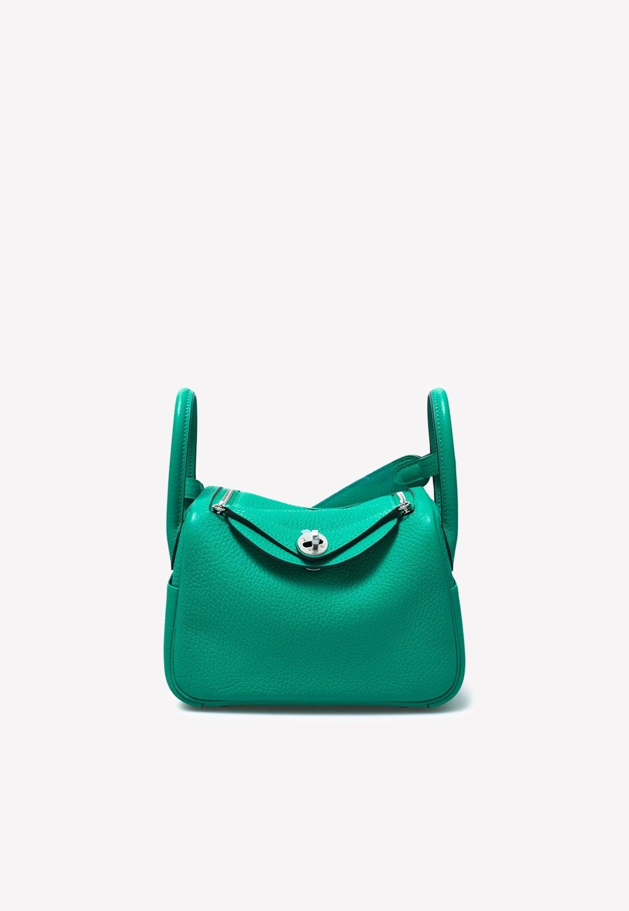 Hermès Mini Lindy In Menthe Taurillon Clemence With Palladium Hardware in  Green