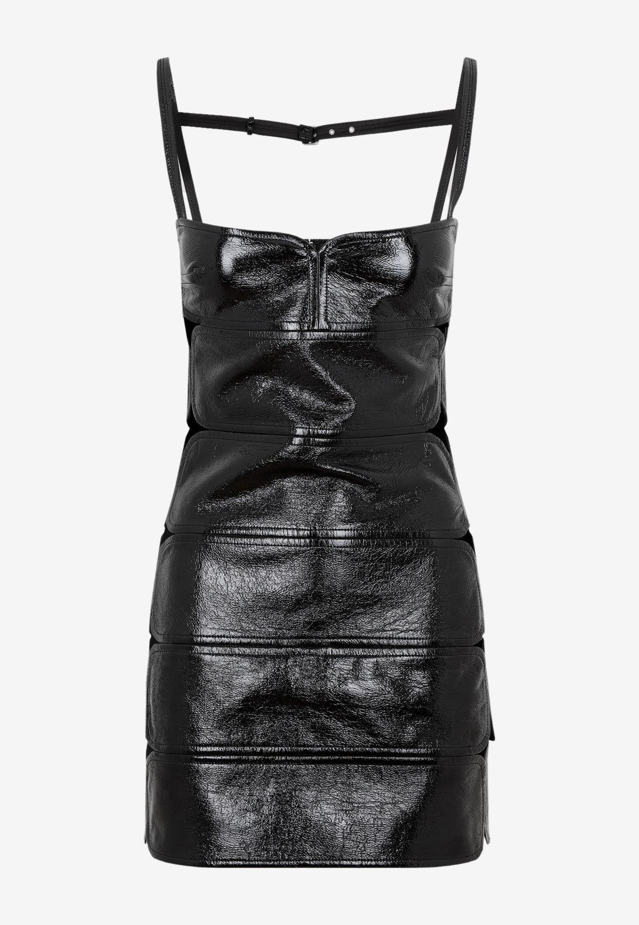 Courreges Diamond Cut-out Vinyl Mini Dress in Black | Lyst UK