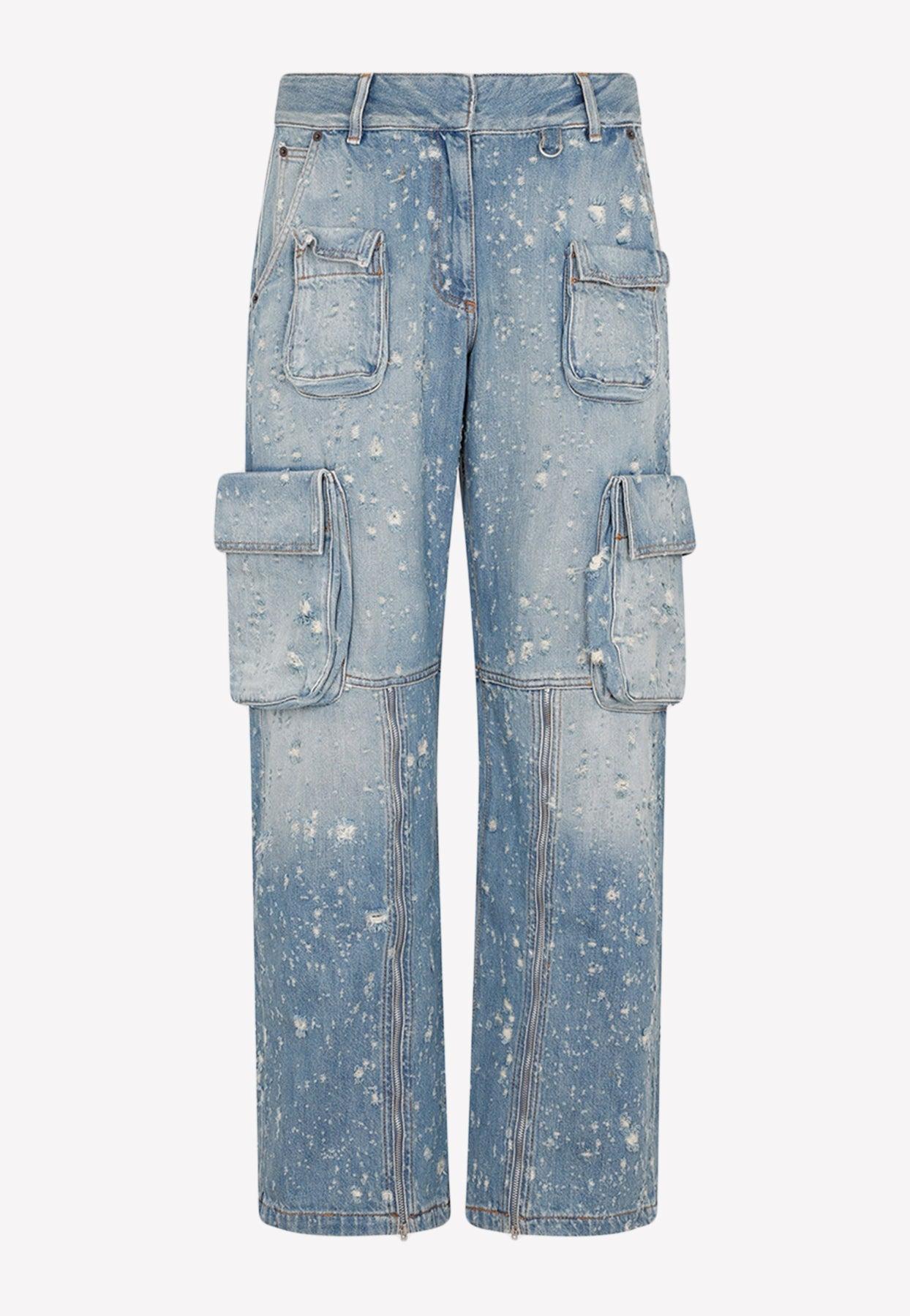 Acne Studios Distressed Cargo Jeans in Blue | Lyst
