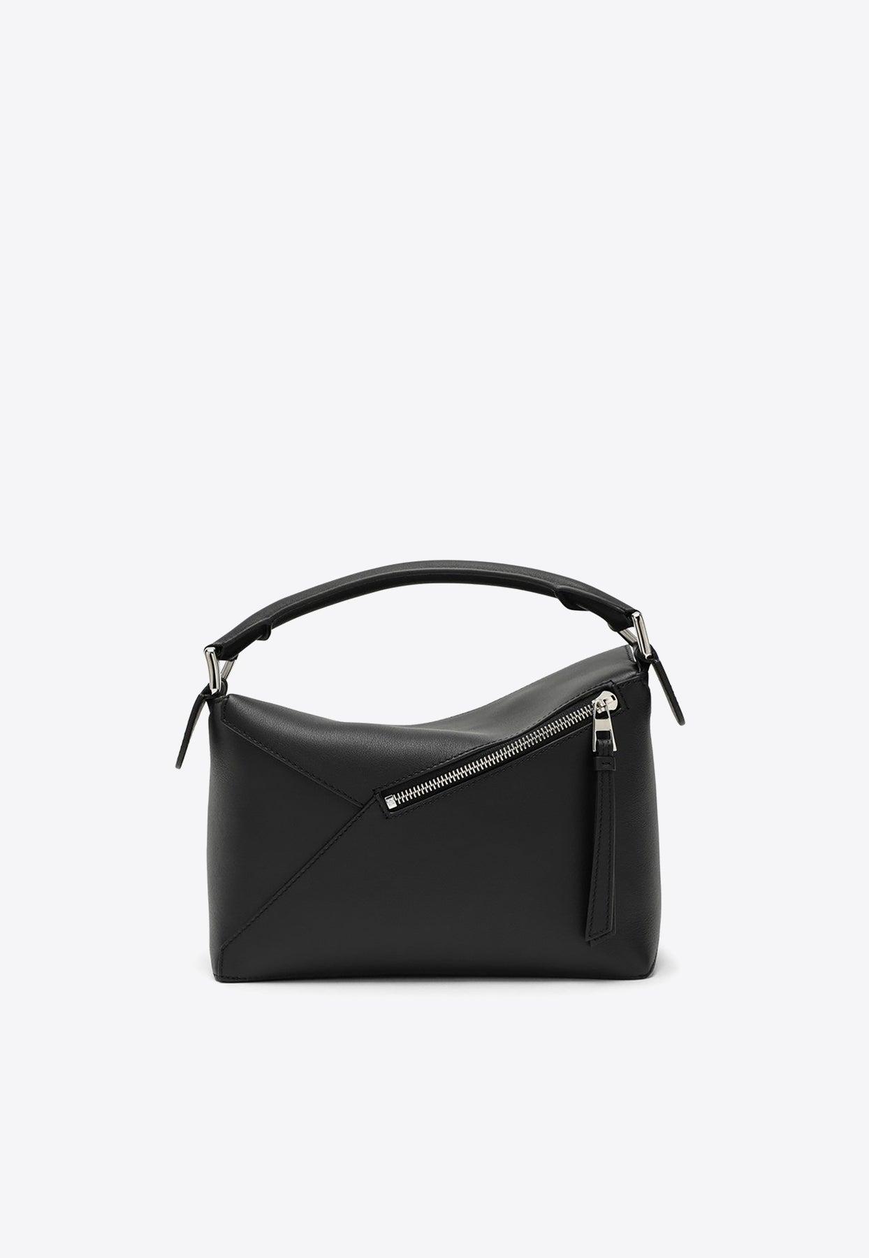 LOEWE Puzzle Mini Leather Shoulder Bag in Black