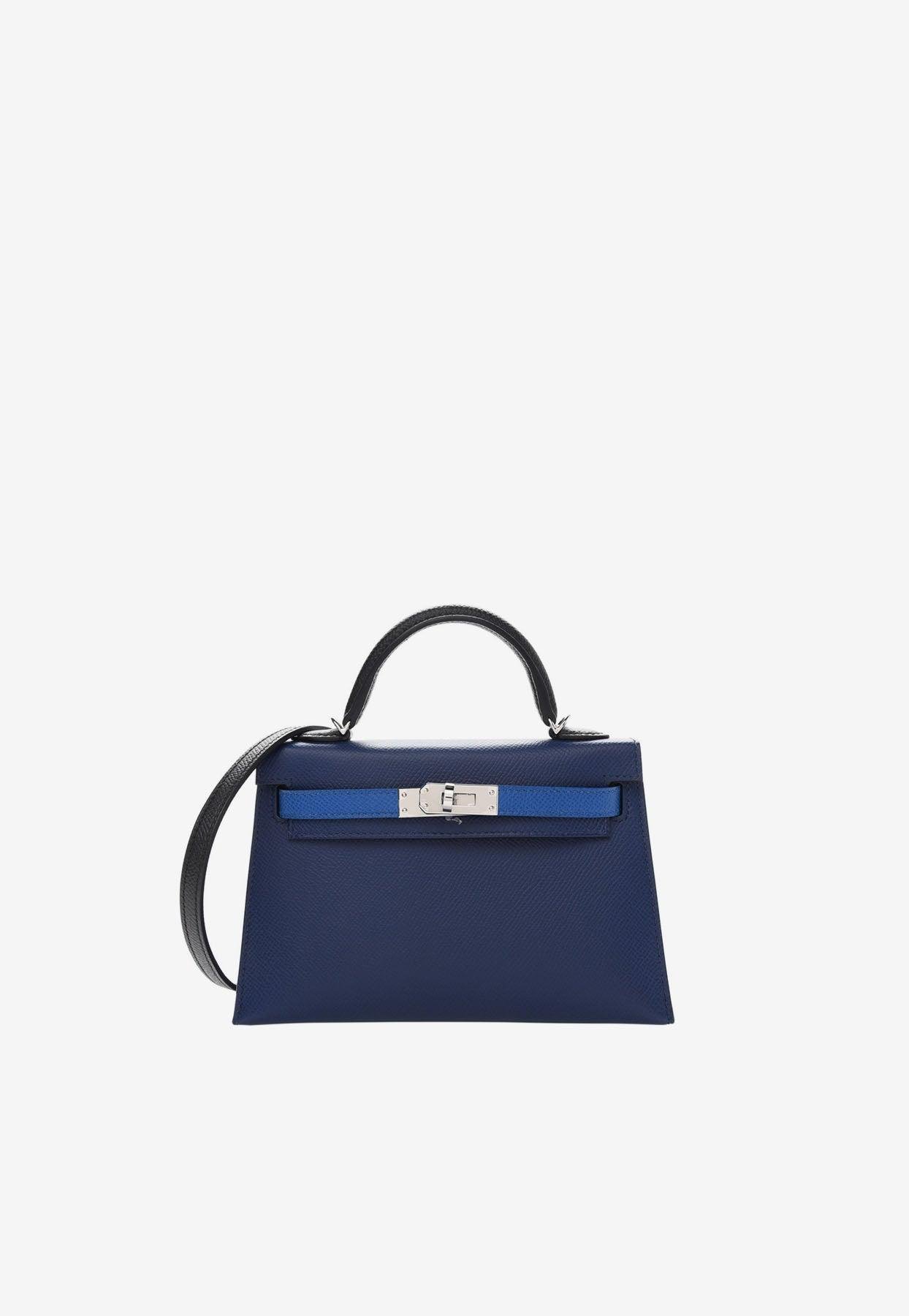 Hermès Mini Kelly Sellier 20 In Bleu Sapphire, Bleu France And Black Epsom  Leather With Palladium Hardware in Blue | Lyst