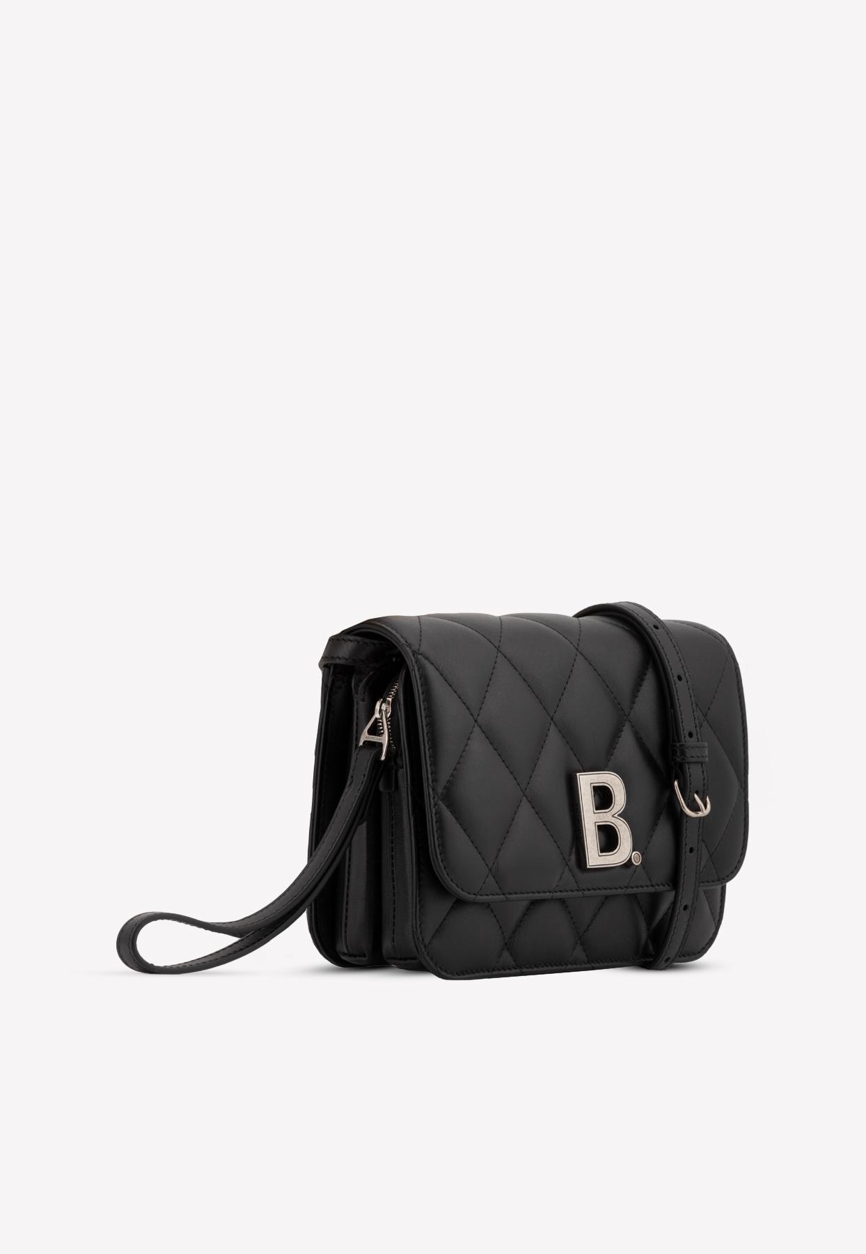 Balenciaga Leather Quilted B Logo Crossbody Bag In Calfskin in Black Lyst