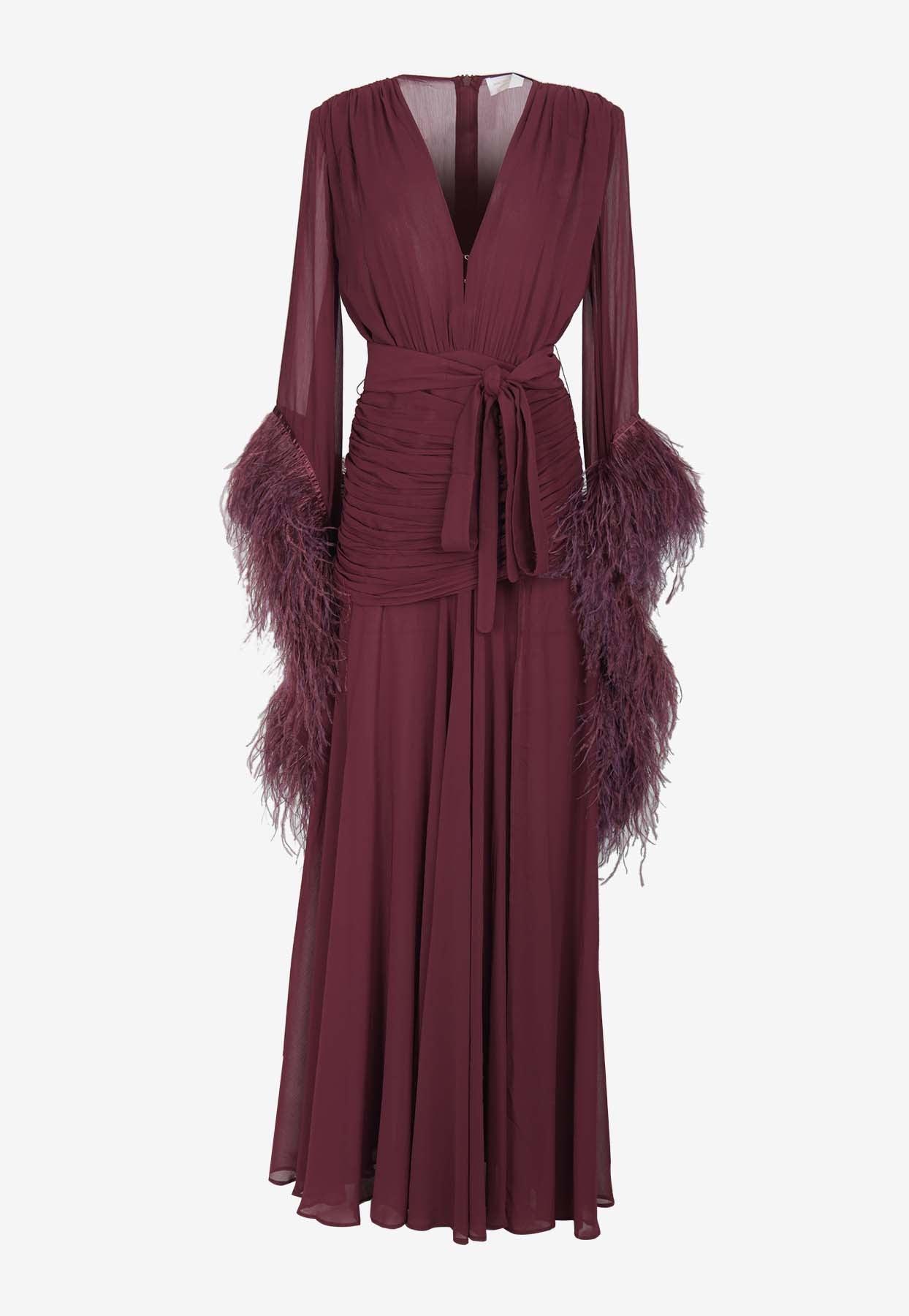 Bronx and Banco Geisha Feather-Trimmed Gown in Purple | Lyst